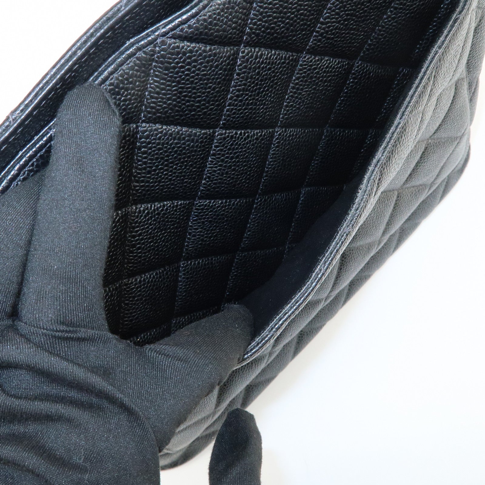 CHANEL Matelasse Caviarskin Medallion Tote Bag Hand Bag A01804