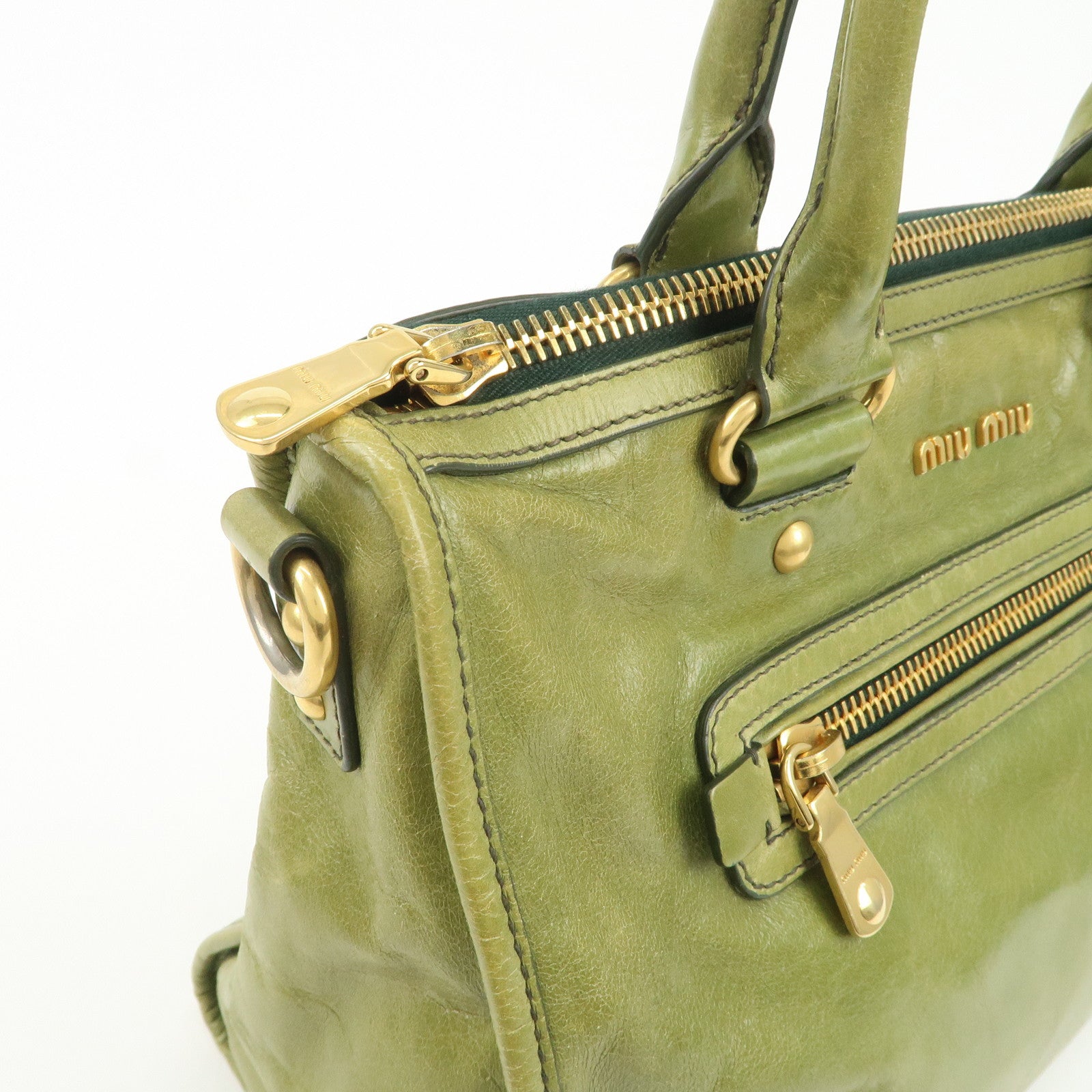 MIU MIU 2Way Bag Hand Bag Shoulder Bag Light Green RL0043