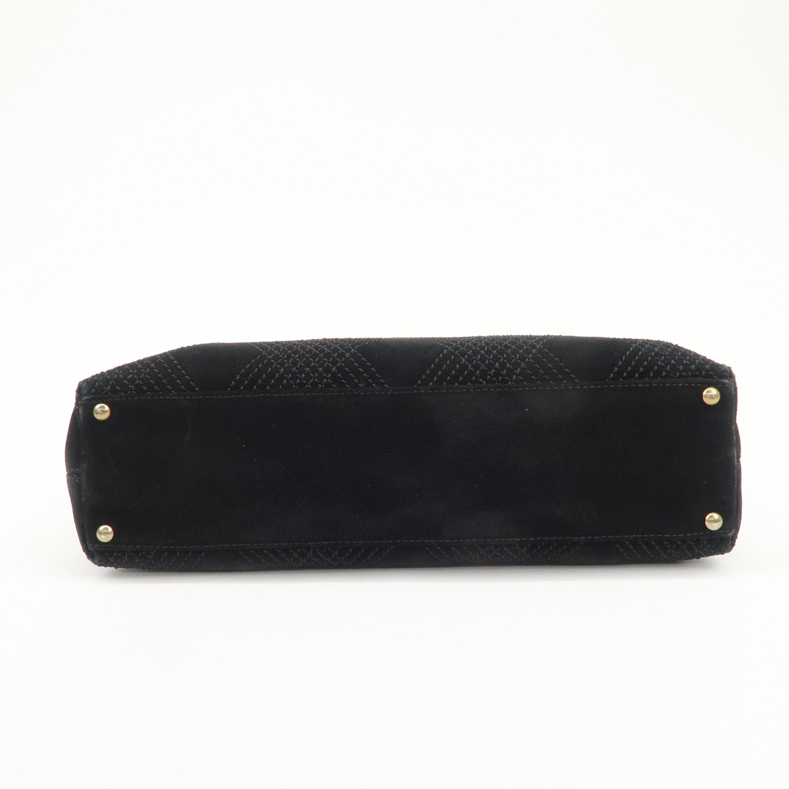 CHANEL Suede Shoulder Bag Hand Bag Tassel Black Used