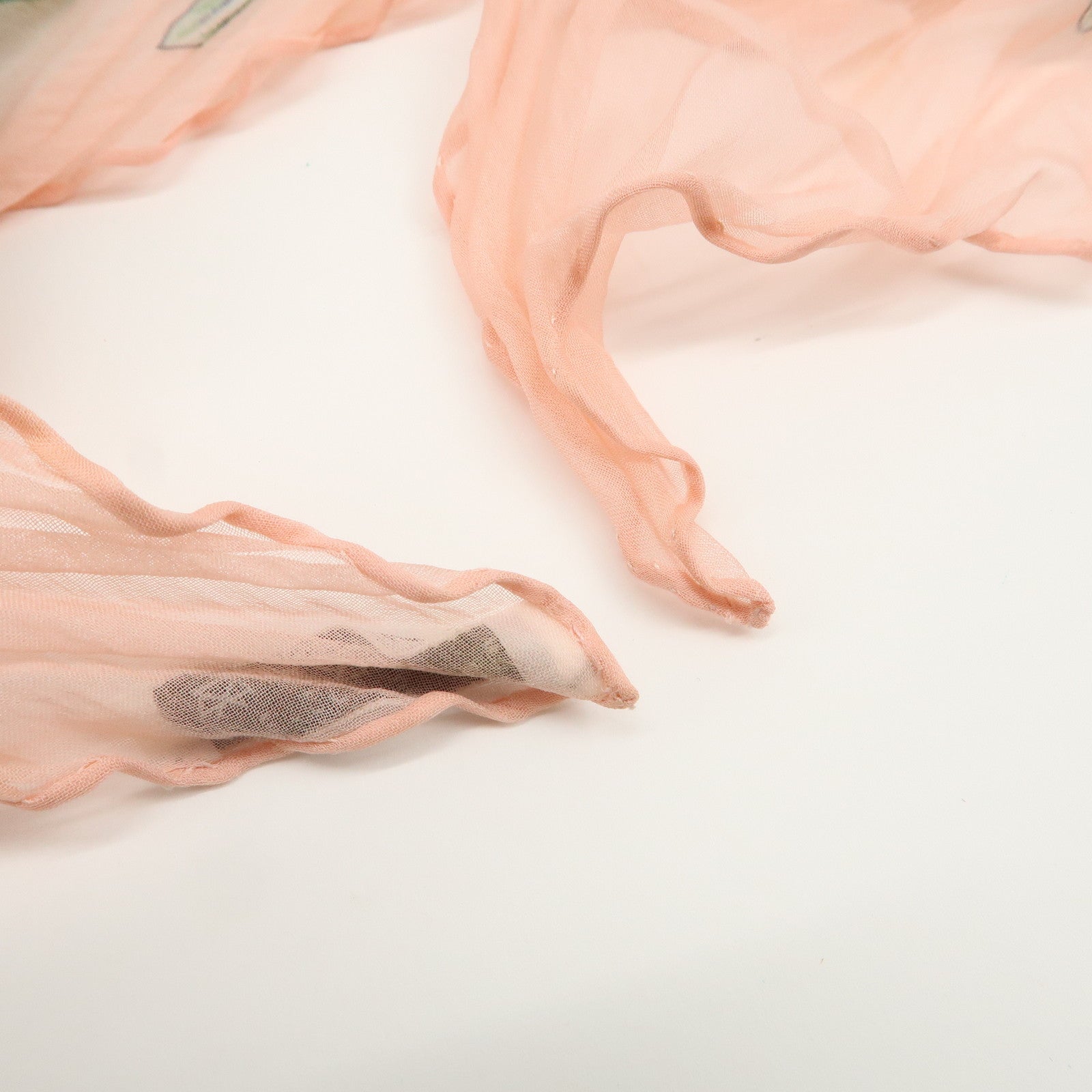 HERMES Pleated Carre Silk 100% Scarf PASSIFLORES Pink Multicolor