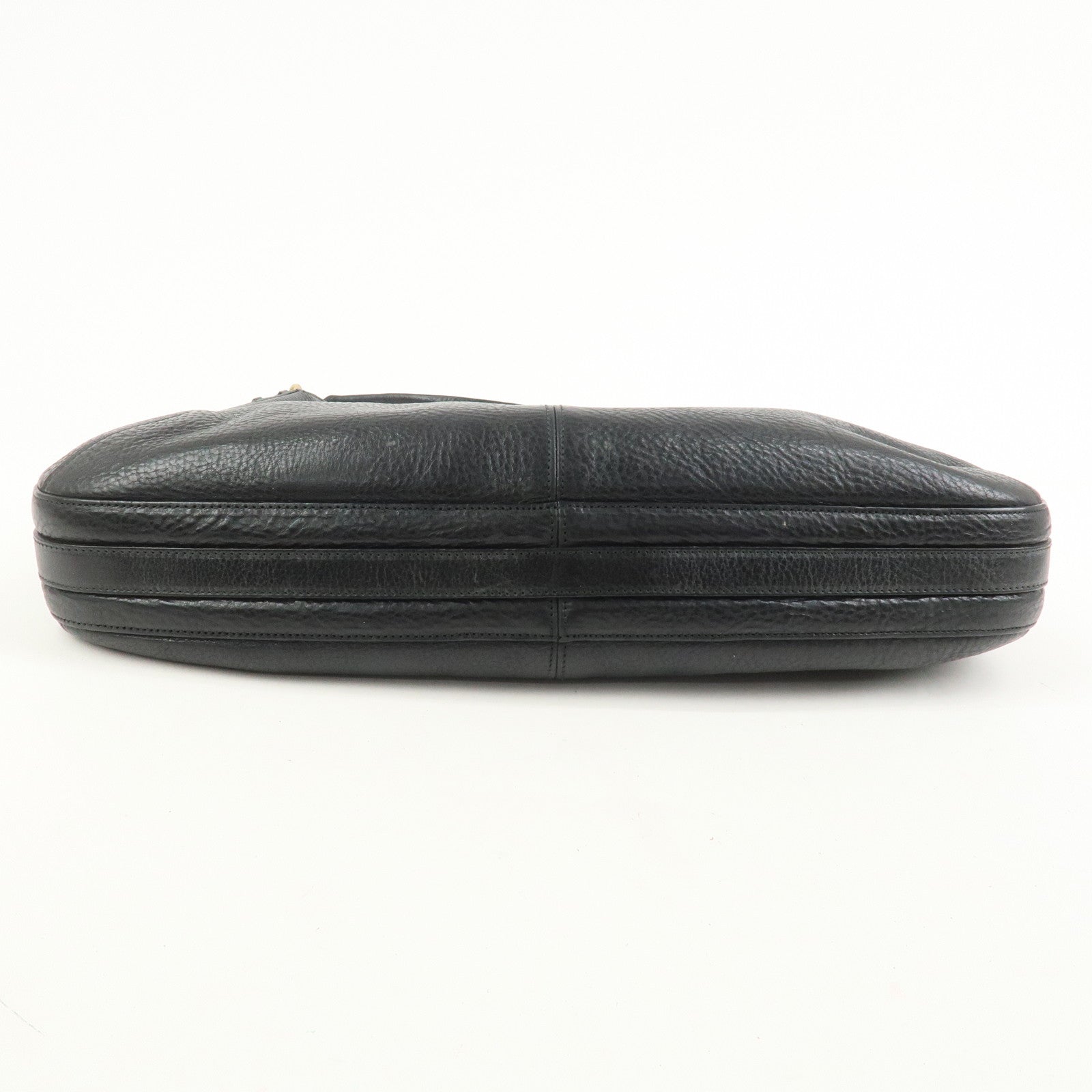 Ferragamo Gancini Calf Leather Shoulder Bag Hand Bag Black