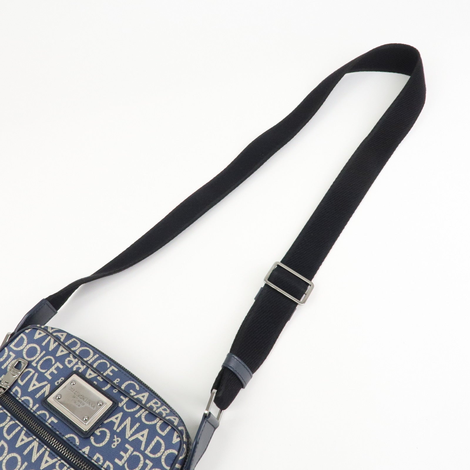 Dolce&Gabbana Canvas PVC Leather Shoulder Bag Navy