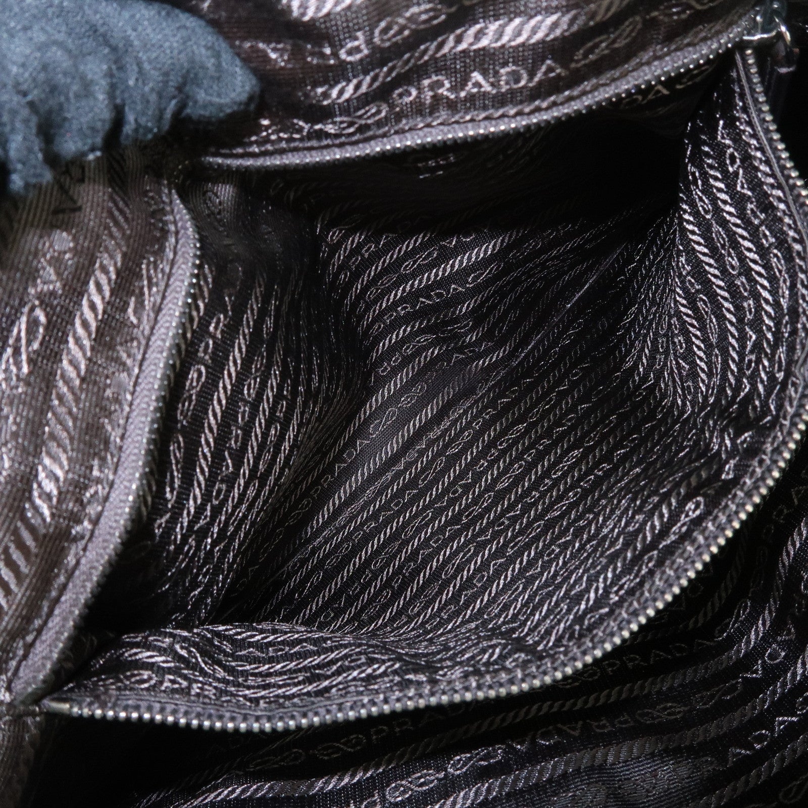 PRADA Triangle Logo Canvas Leather Shoulder Bag Orange Beige Used