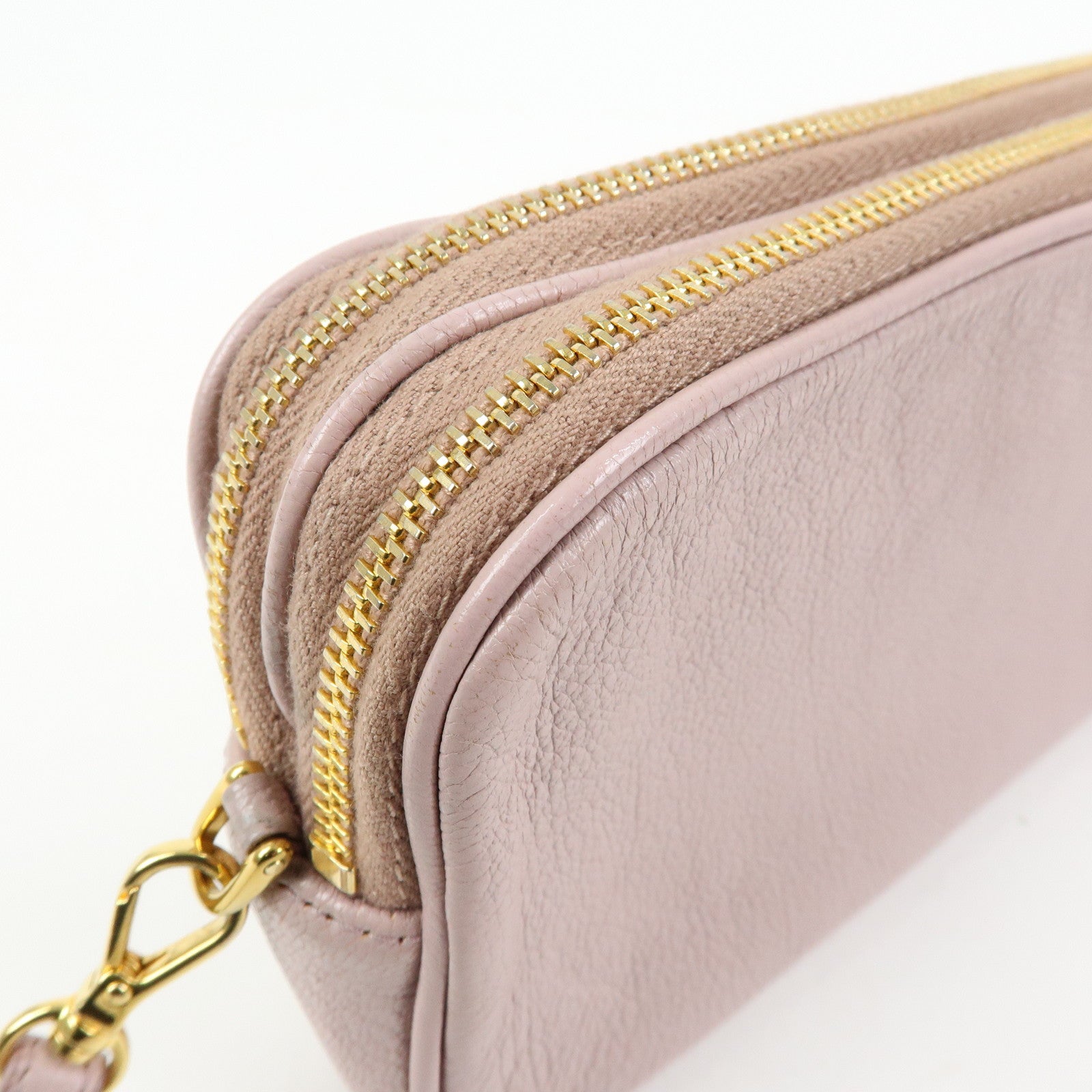 MIU MIU Logo Madras Leather Mini Shoulder Bag Light Purple