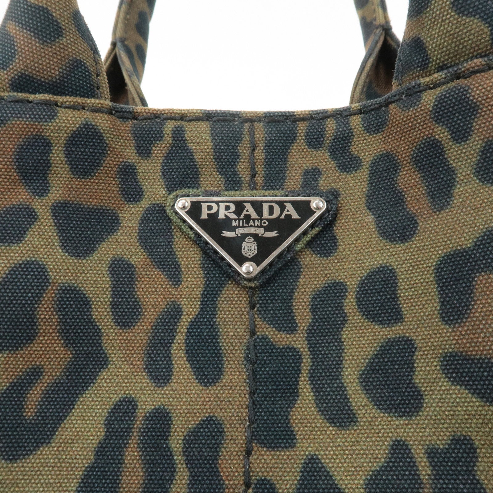 PRADA Canapa Canvas 2Way Bag Hand Bag Shoulder Bag Camouflage B2642B Used
