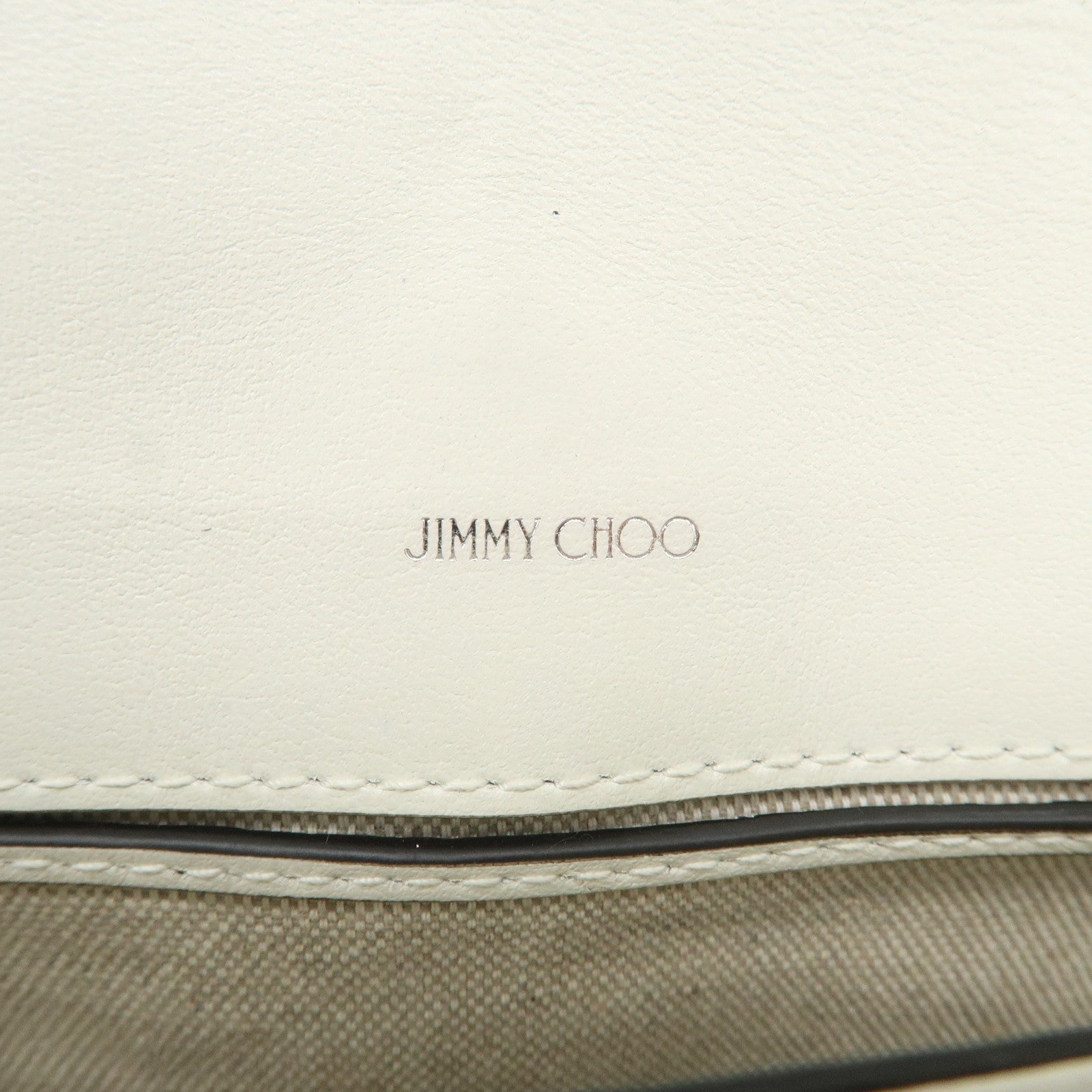 JIMMY CHOO Raffia Leather Mini Chain Shoulder Bag Beige Ivory