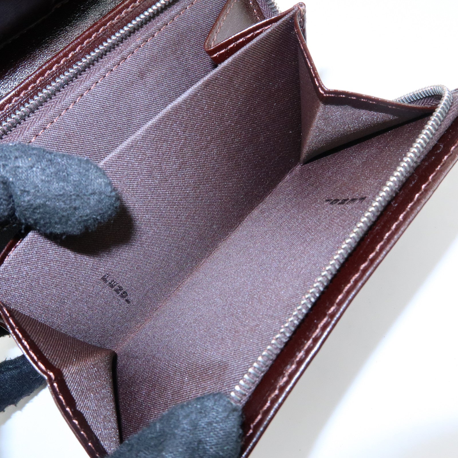 FENDI Zucca Canvas Leather Compact Wallet Brown Black 31052