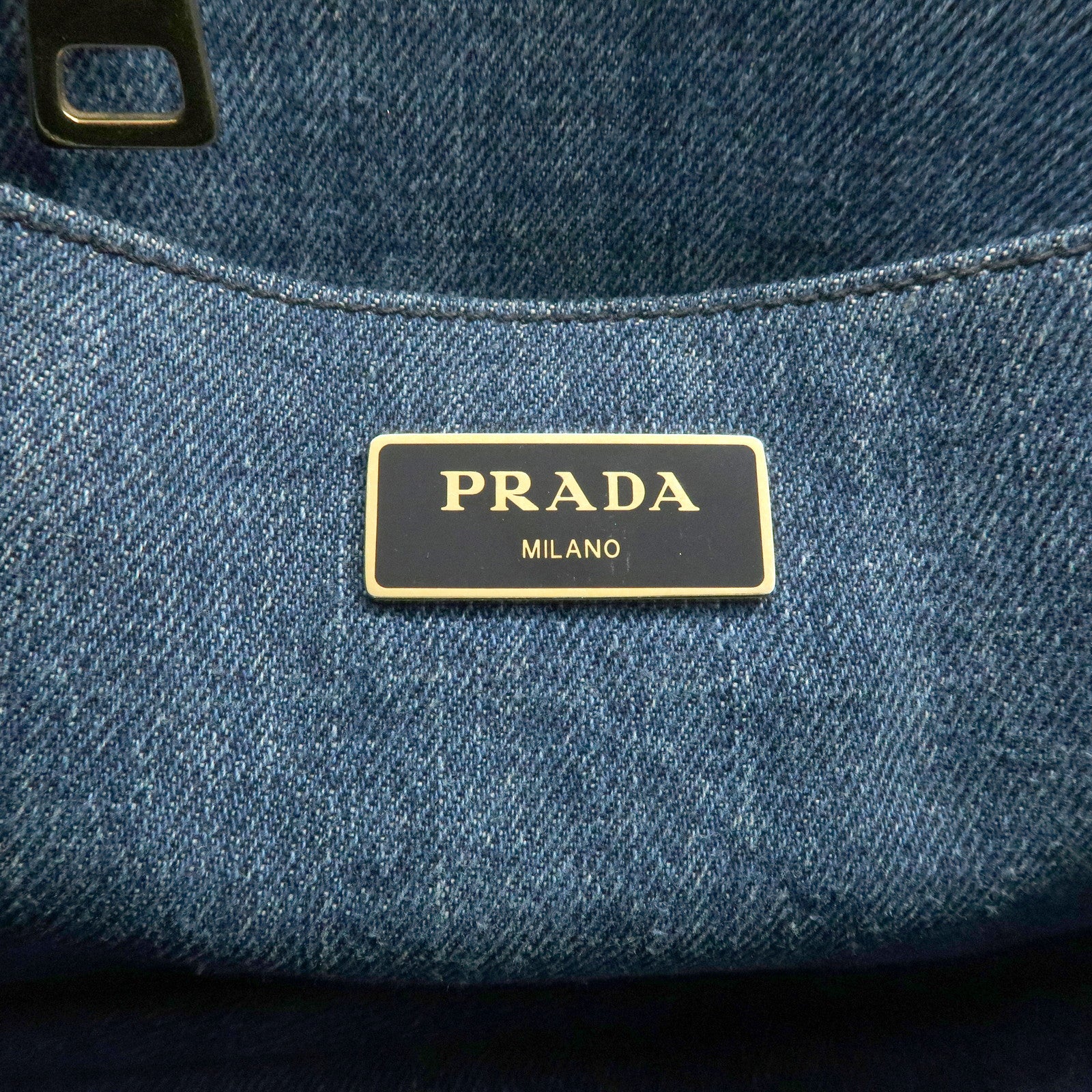 PRADA Canapa Mini Denim 2Way Hand Bag Tote Bag Navy 1BG439 Used