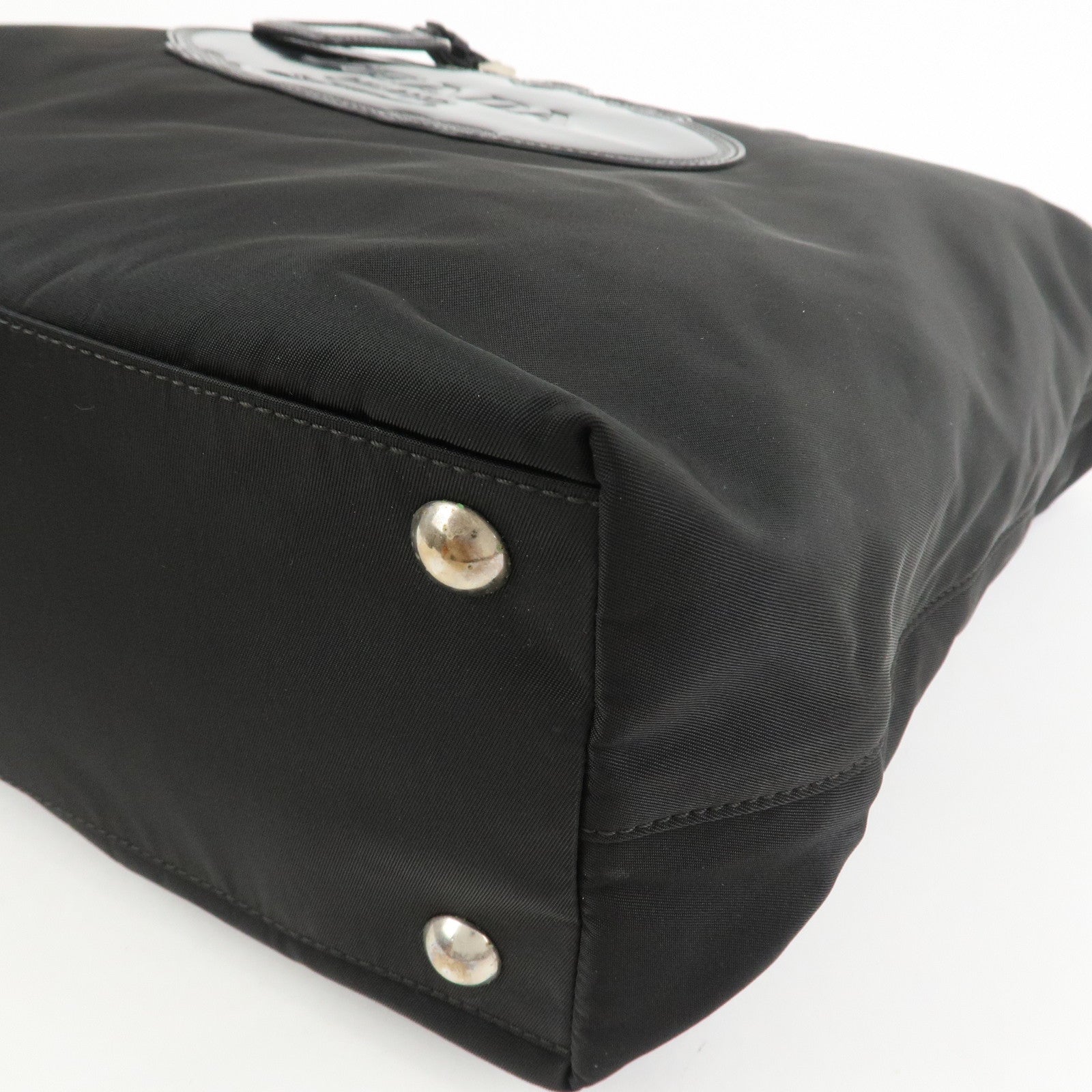 PRADA Nylon Patent Leather 2Way Bag Shoulder Bag Black BN1106