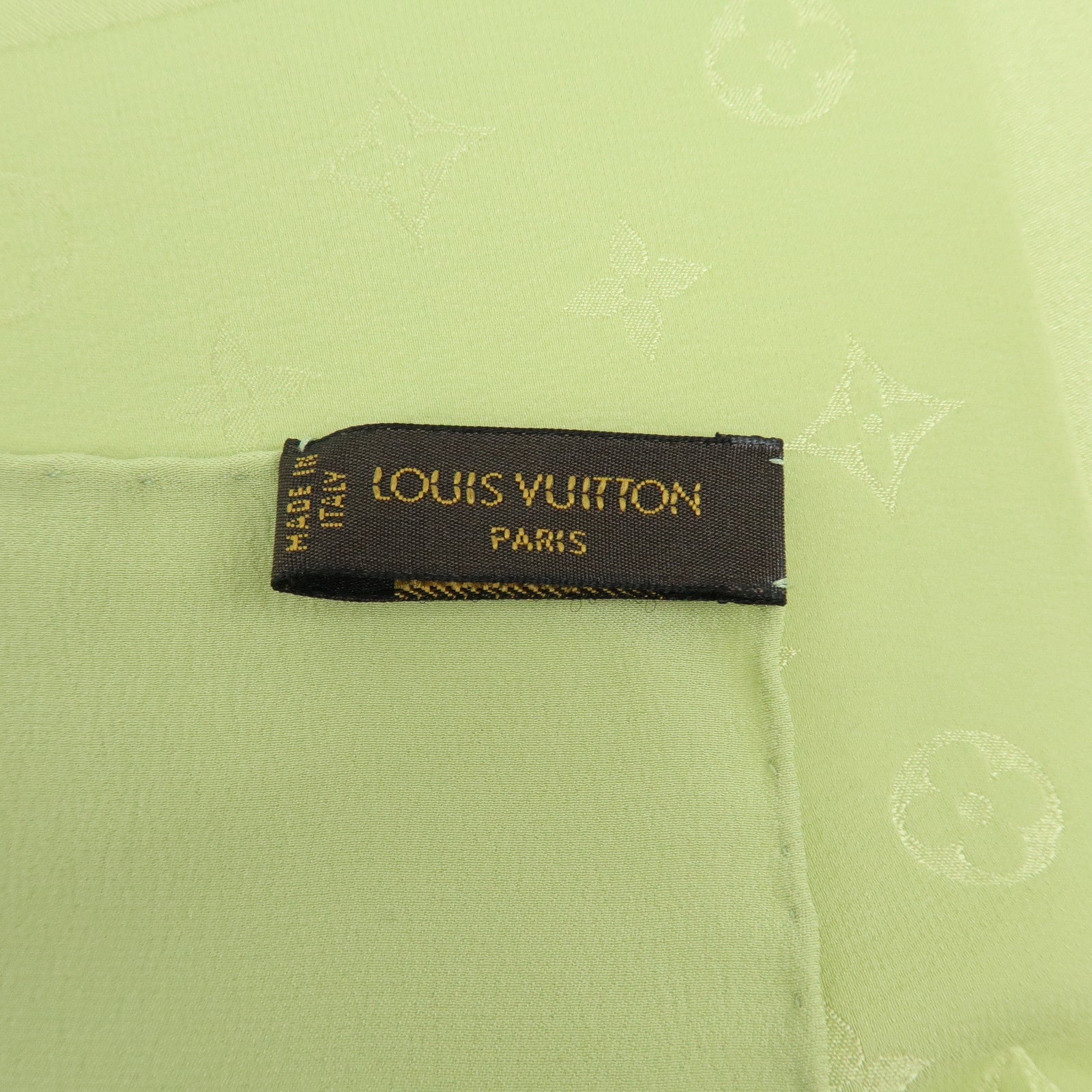 Louis Vuitton Monogram Silk 100% Scarf 85x85 Light Green