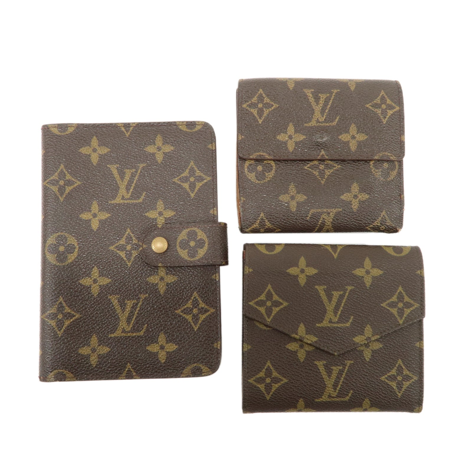 Louis Vuitton Monogram Set of 3 Wallet M61652 M61660 M61207 Used