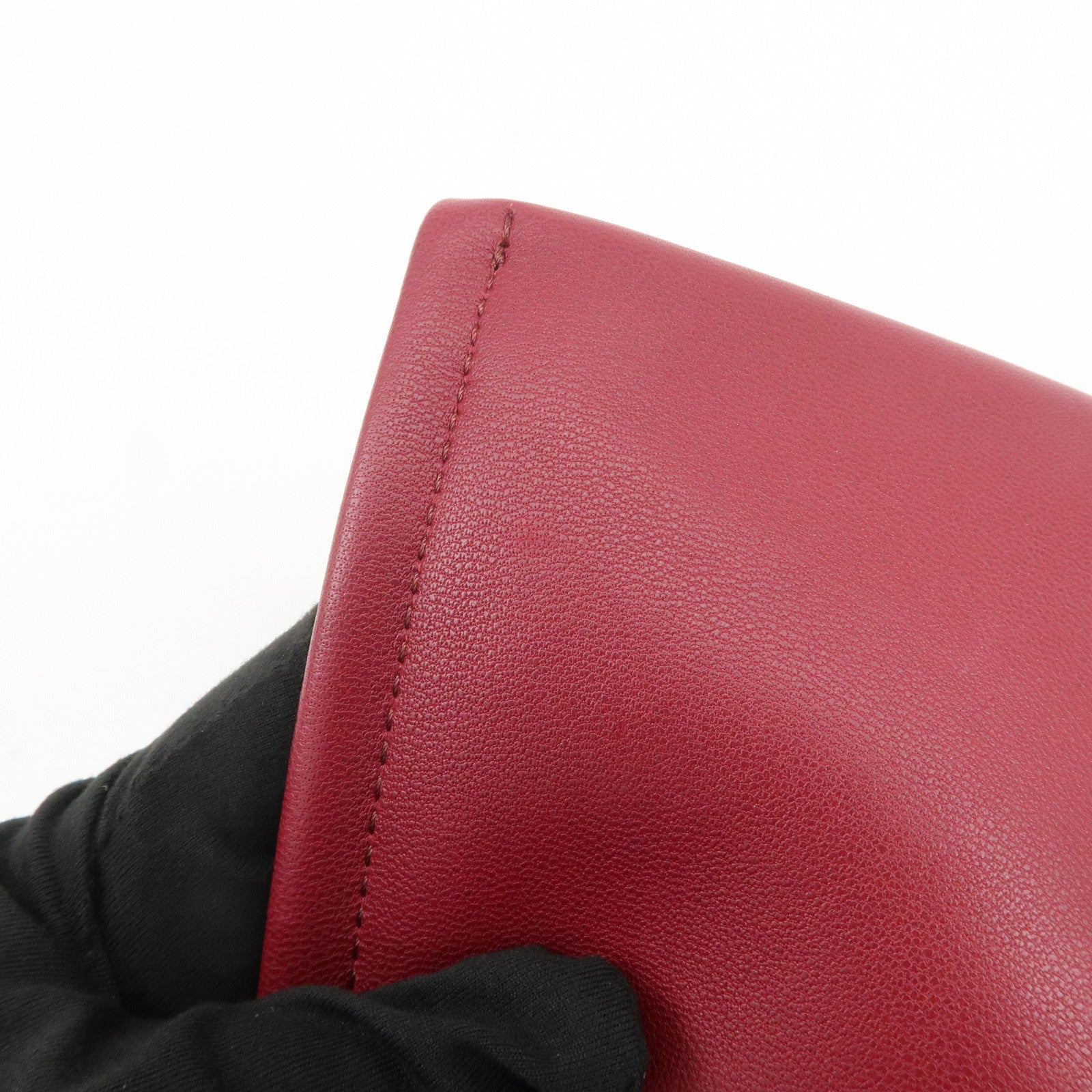VALENTINO Leather 2Way Bag Shoulder Bag Hand Bag Wine Red