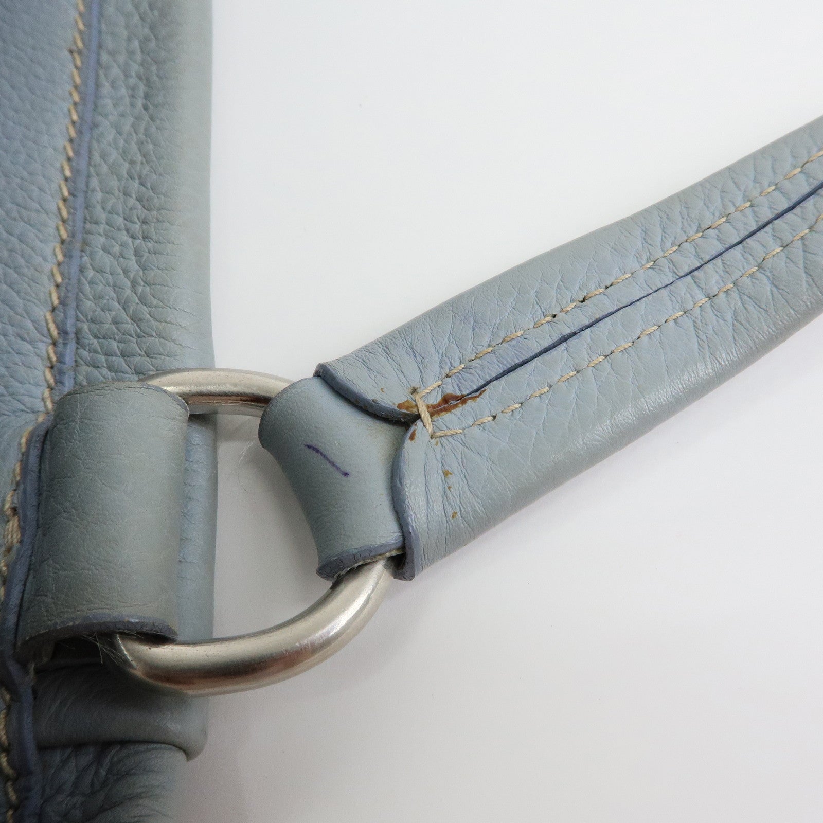 PRADA Vitello Daino Leather Tote Bag Hand Bag Light Blue BR2252