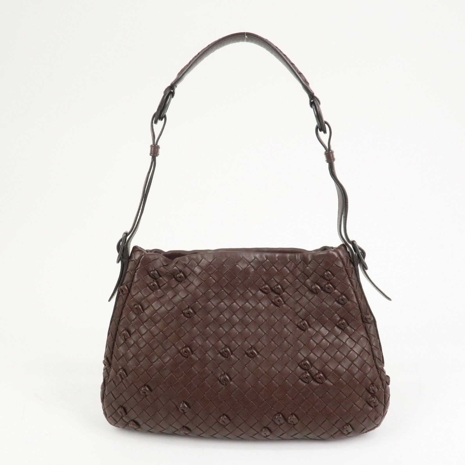 BOTTEGA VENETA Intrecciato Leather Shoulder Bag Brown 133507