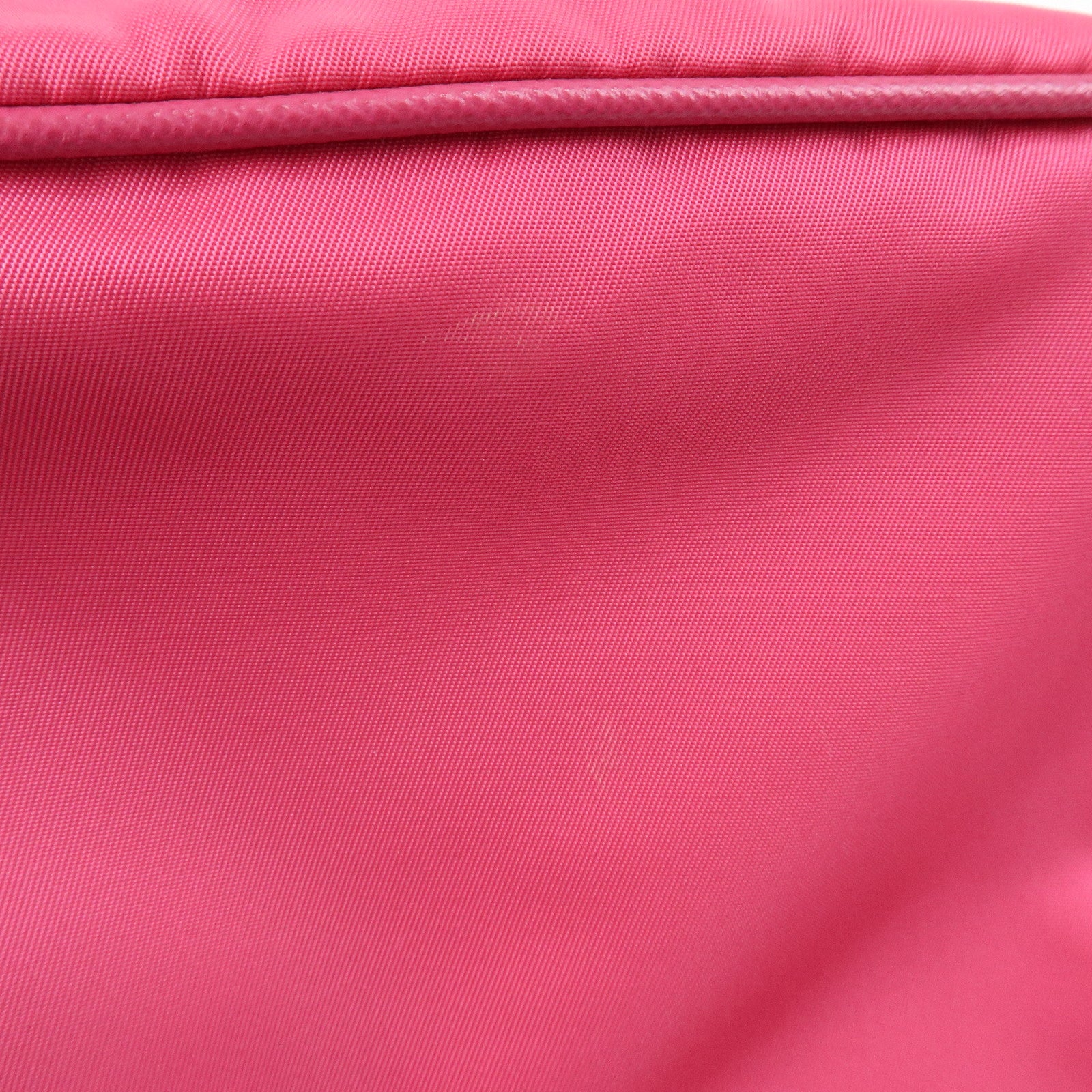 PRADA Triangle Logo Nylon Saffiano Leather Shoulder Bag Pink BT1010