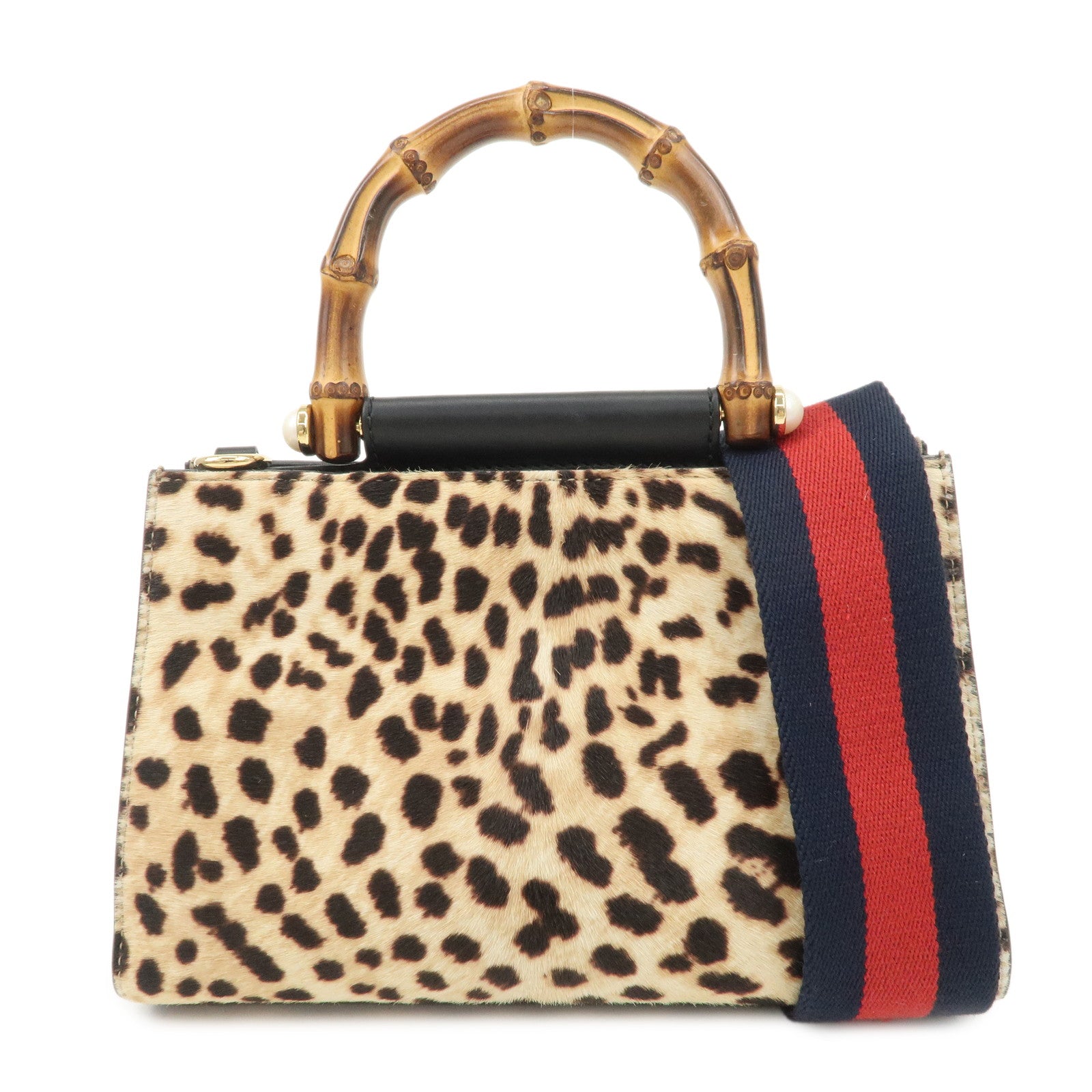 GUCCI Nimfair Bamboo Sherry Unborn Calf Leather 2Way Bag 470271 Used