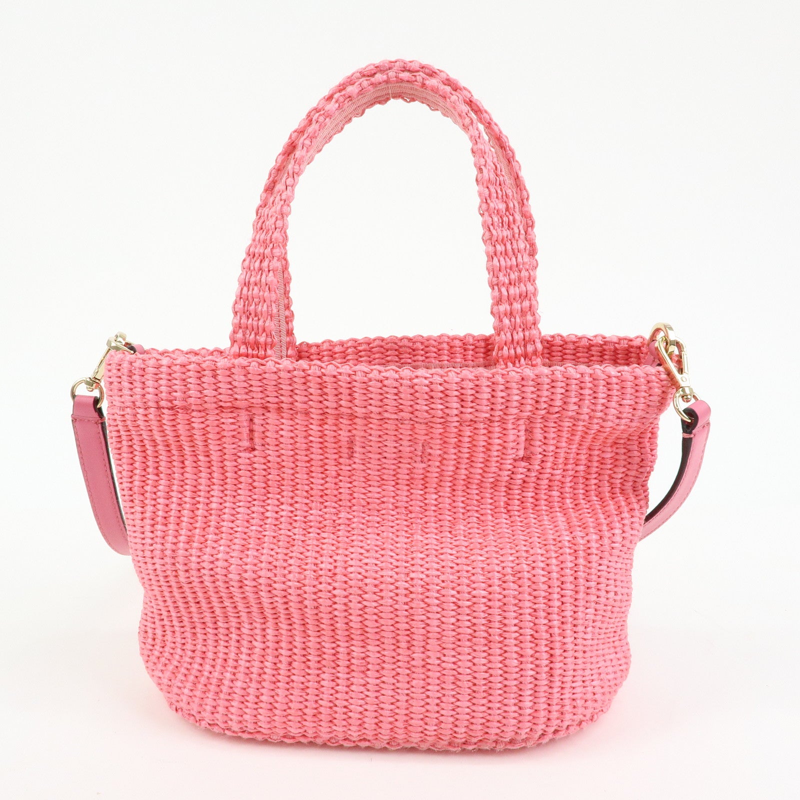 JIMMY CHOO Raffia Leather Beach Tote East West Mini 2Way Bag Pink