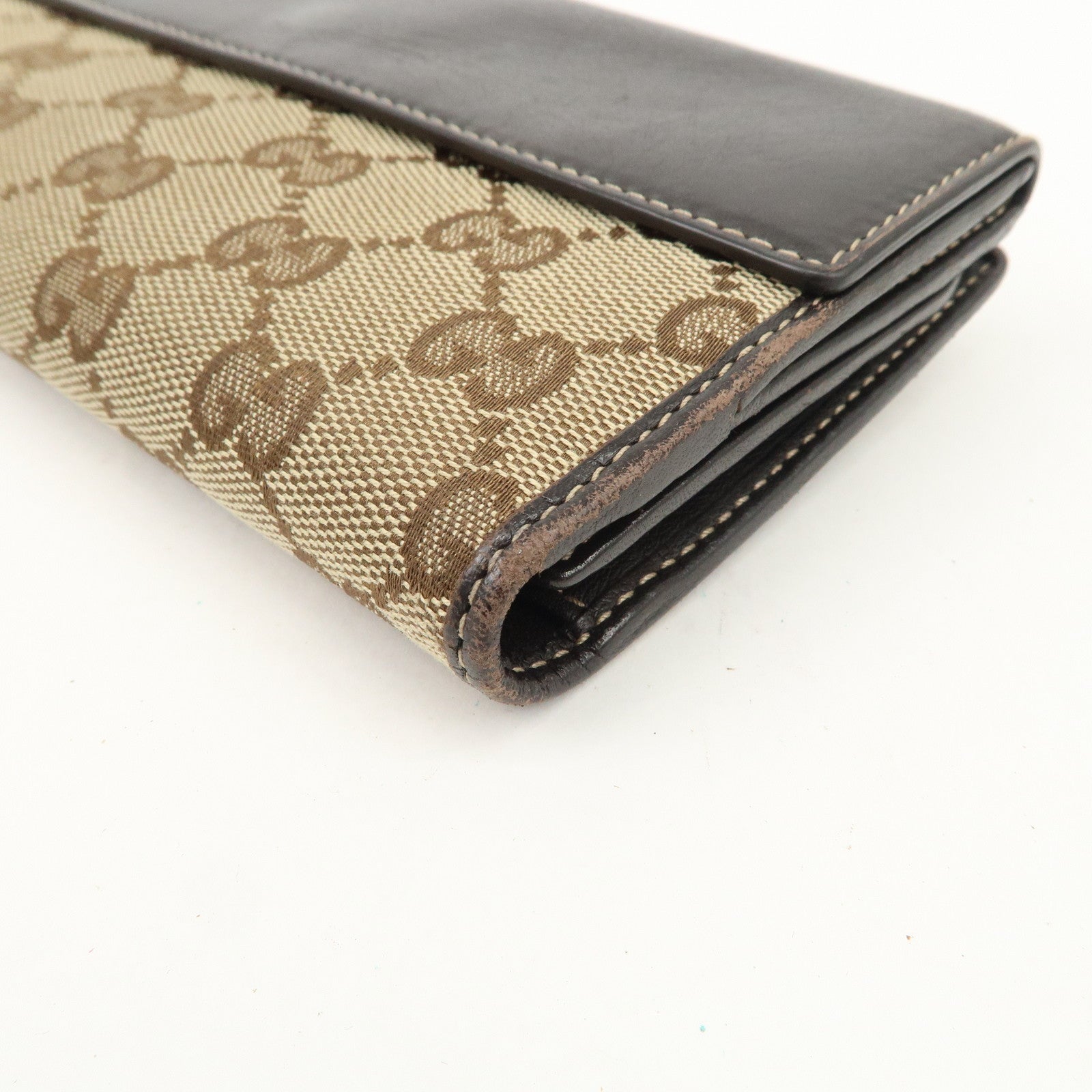 GUCCI Lovely Heart GG Canvas Leather Bi-fold Long Wallet Brown 203550 Used