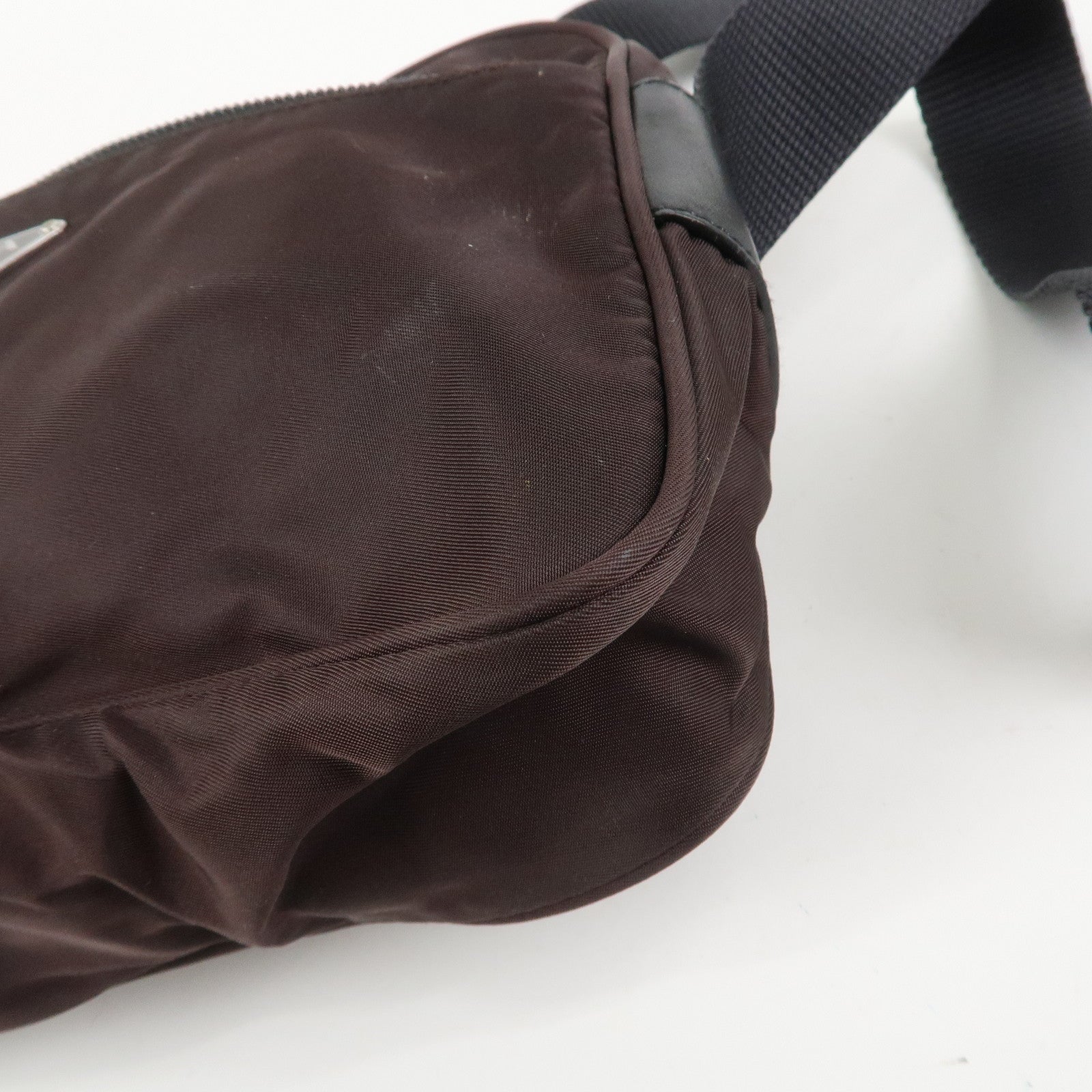 PRADA Triangle Logo Nylon Shoulder Crossbody Bag Brown BT0167