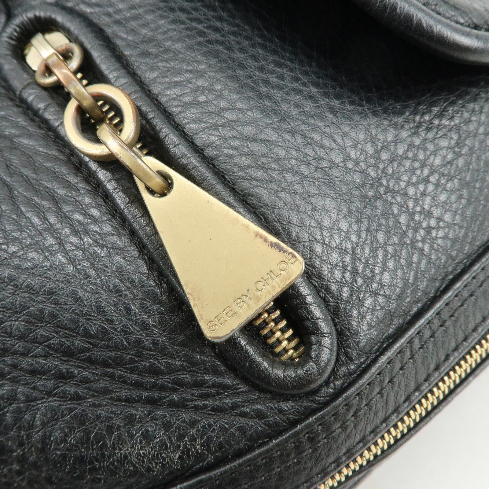 Chloe See By Chloe Cherry Leather 2Way Bag Hand Bag Black