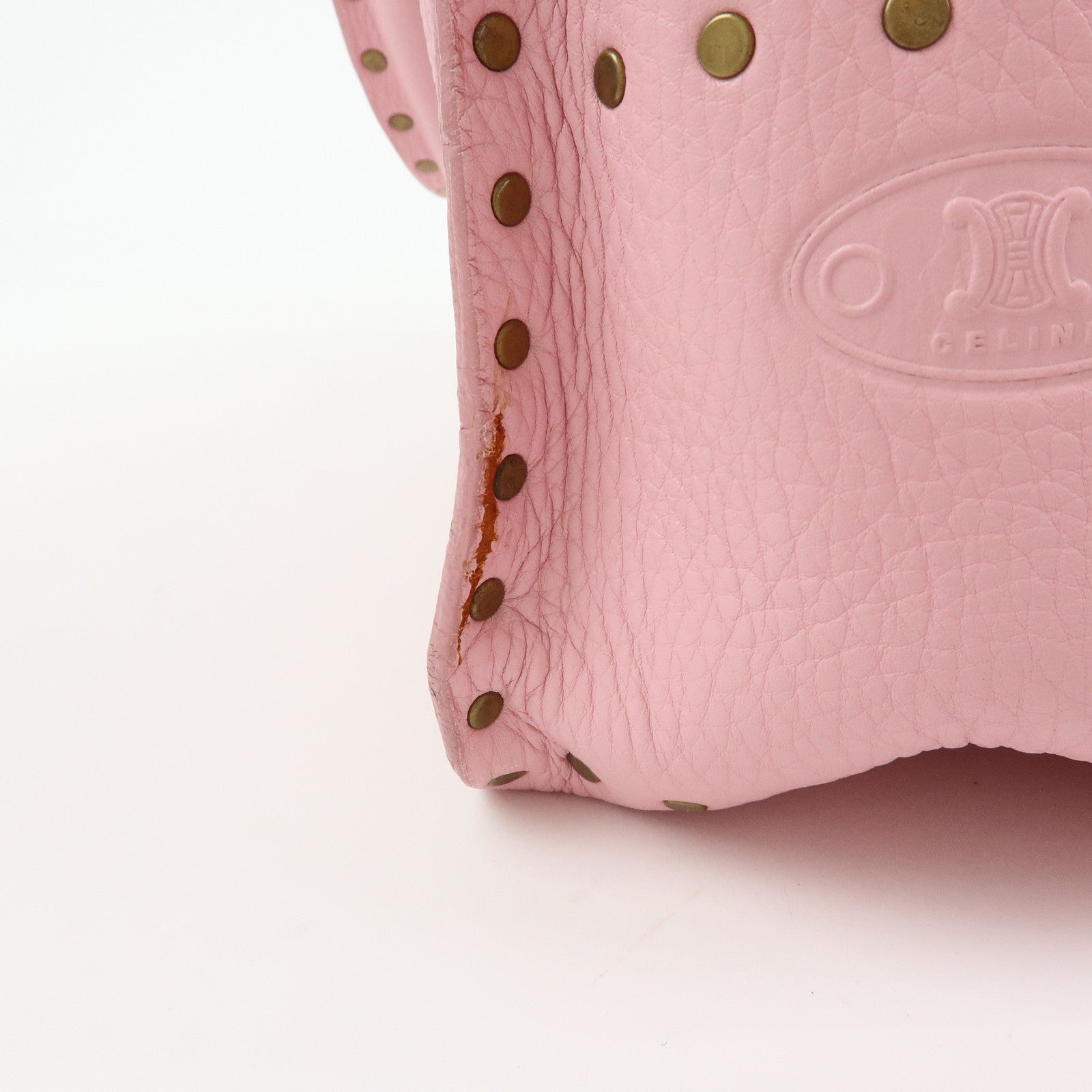 CELINE Boogie Bag Leather Studs Hand Bag Tote Bag Pink