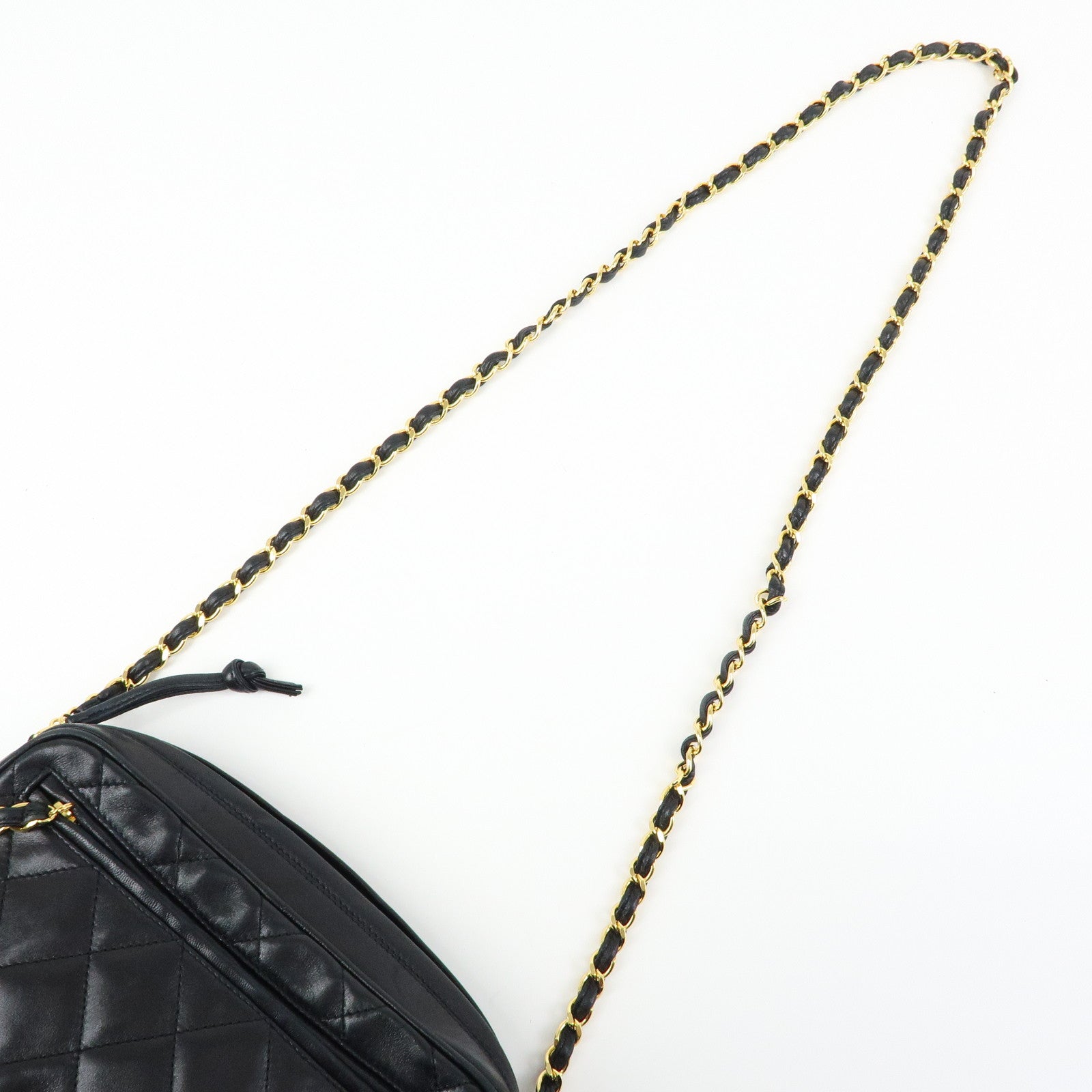 CHANEL Matelasse Lambskin Chain Shoulder Bag Crossbody Bag Black