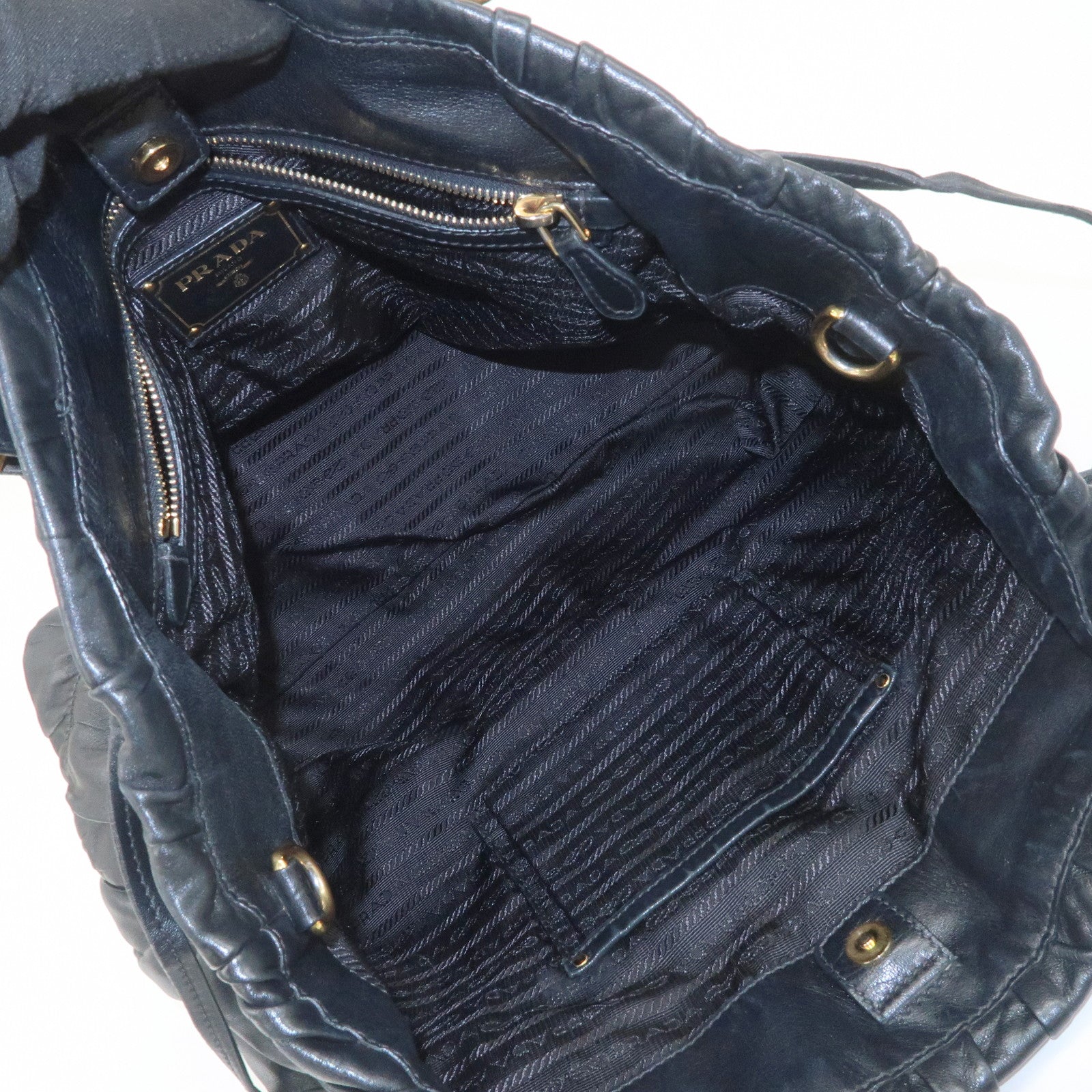 PRADA Leather 2WAY Bag Hand Bag Shoulder Bag Black BN1788