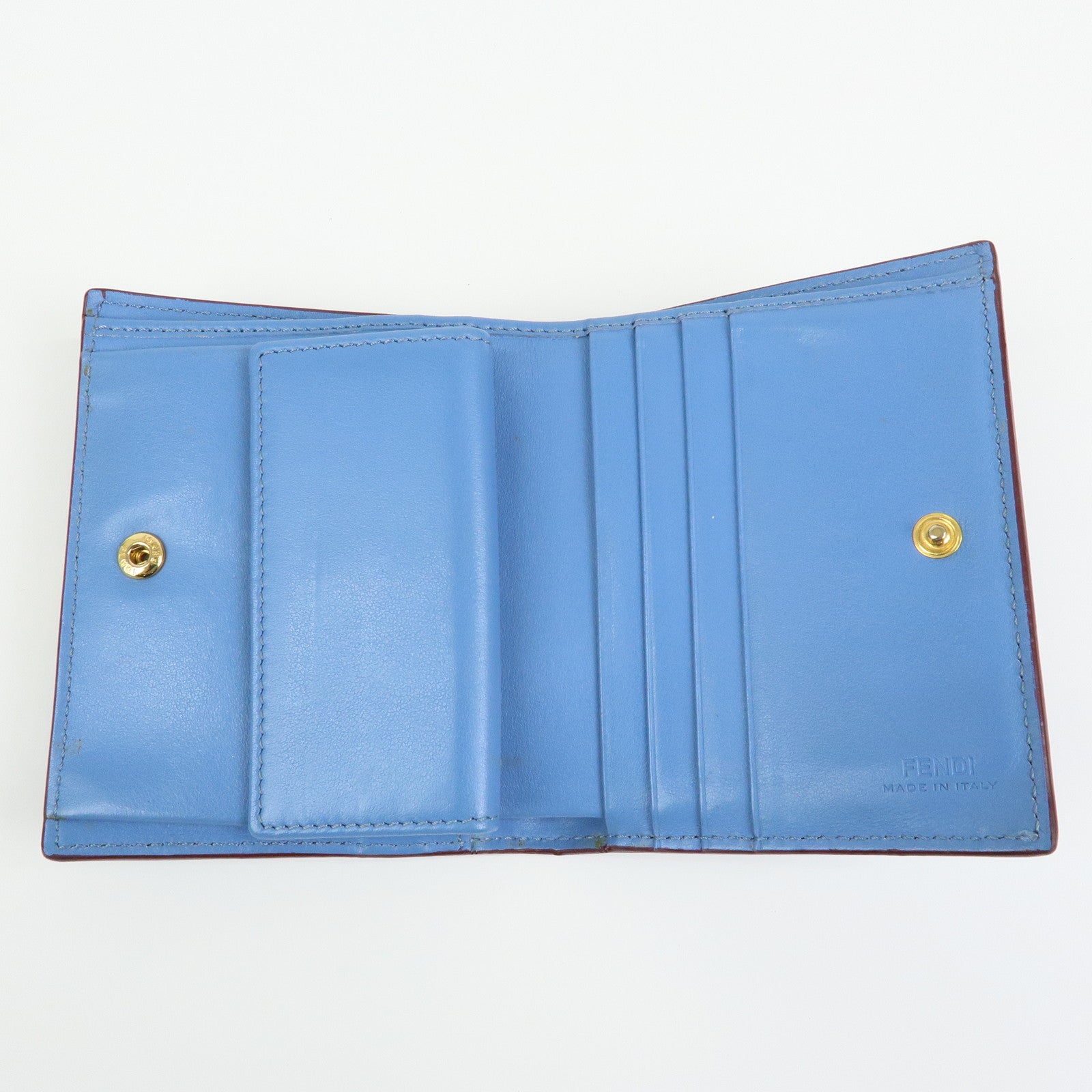 FENDI F is FENDI Leather Bi-fold Compact Wallet Gray 8M0387