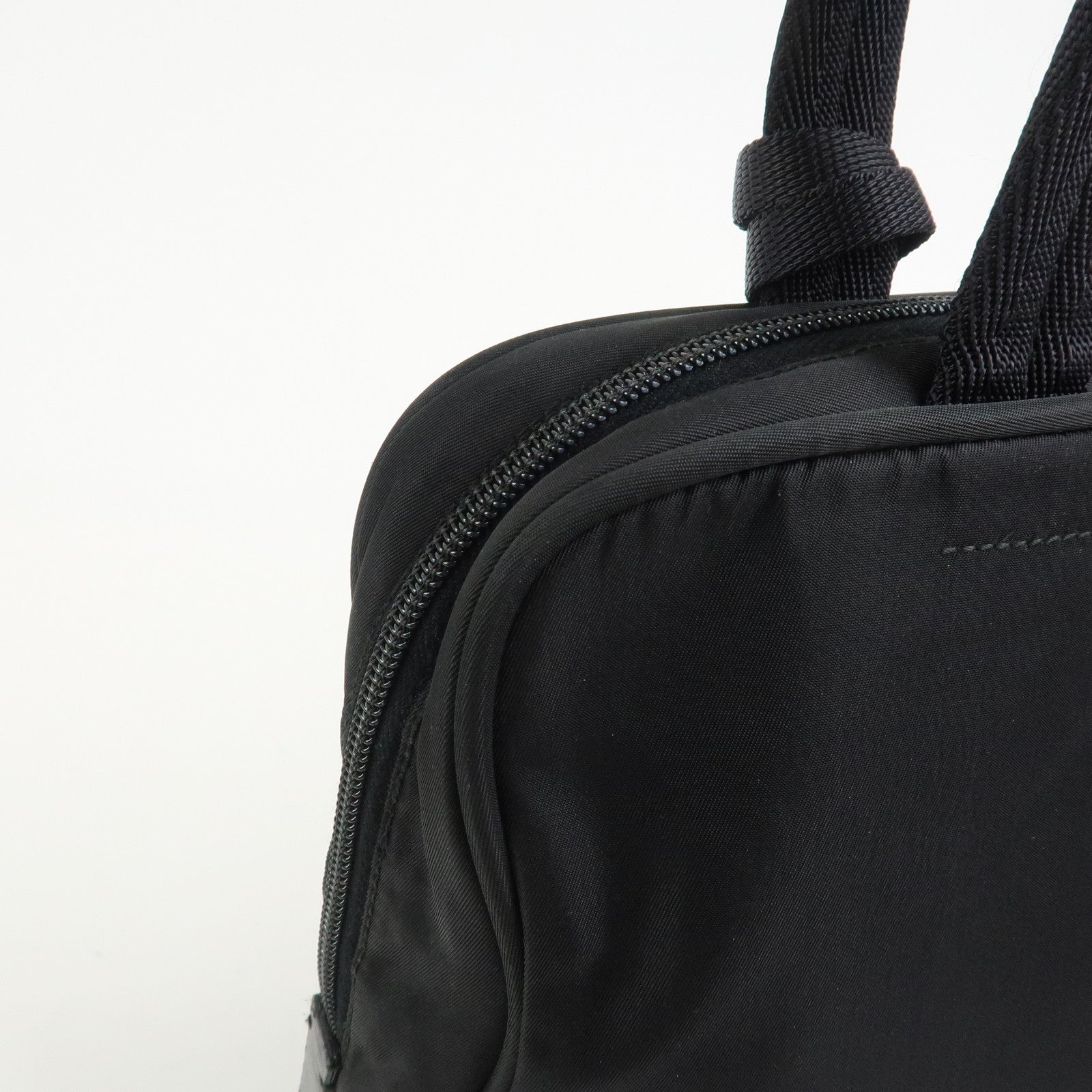 PRADA Triangle Logo Nylon Leather Shoulder Bag Hand Bag Black