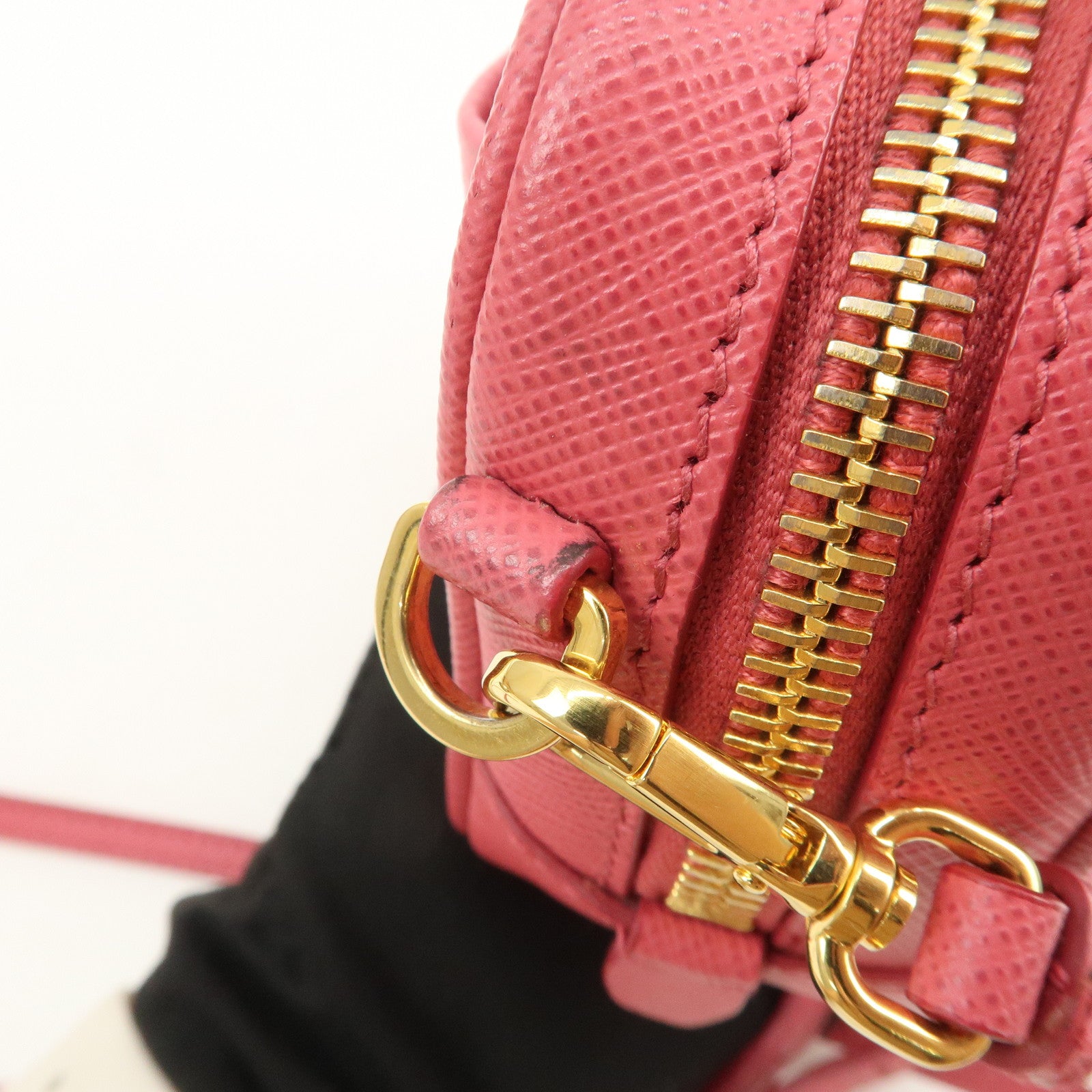 PRADA Saffiano Leather Ribbon Mini Shoulder Bag Camera Bag 1N1674