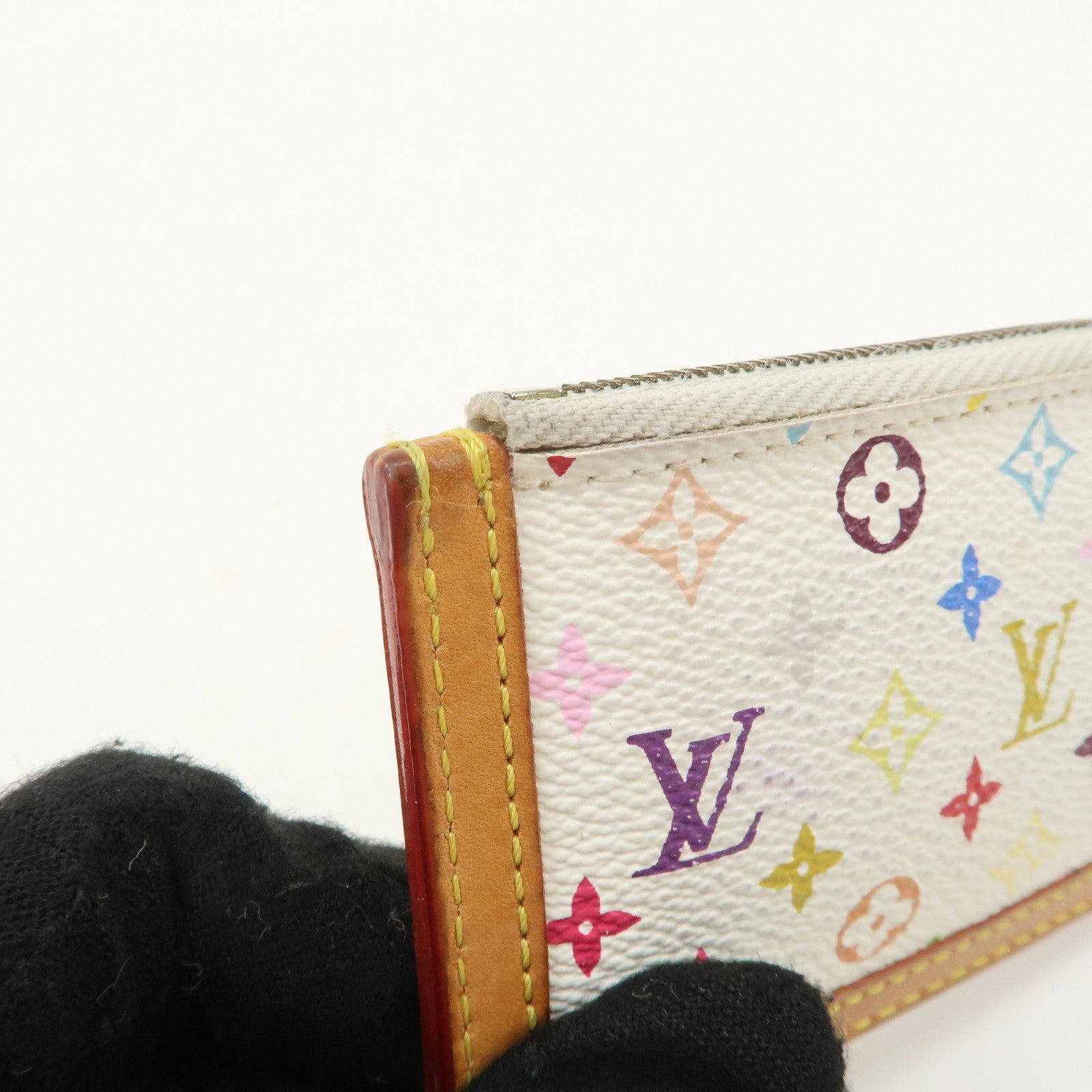 Louis Vuitton Monogram Multicolor Pochette Cles Coin Case Blanc M92655 Used