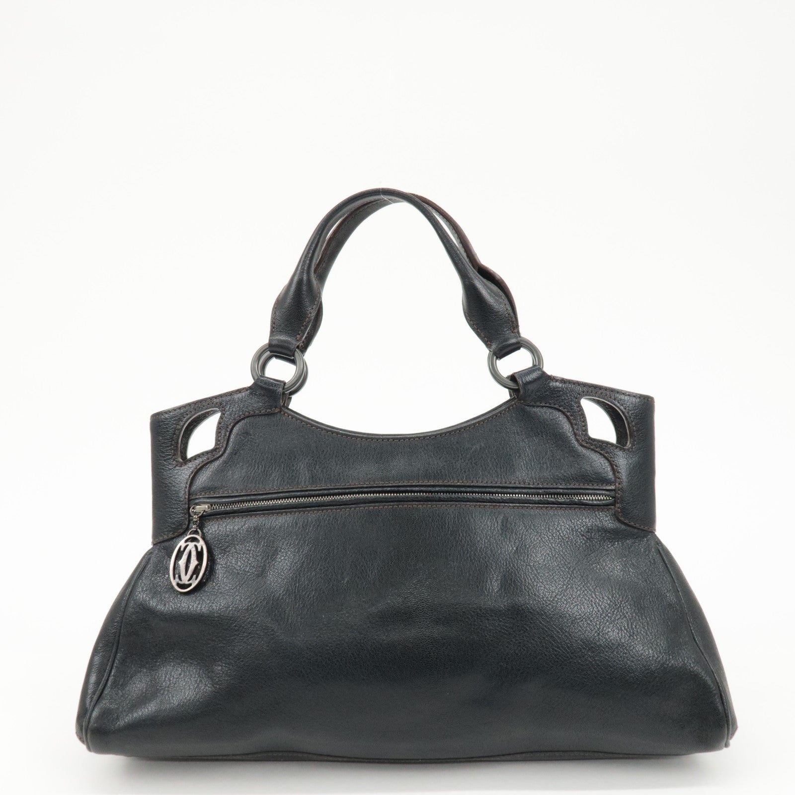 Cartier Must Line Leather Marcello Hand Bag Black Used