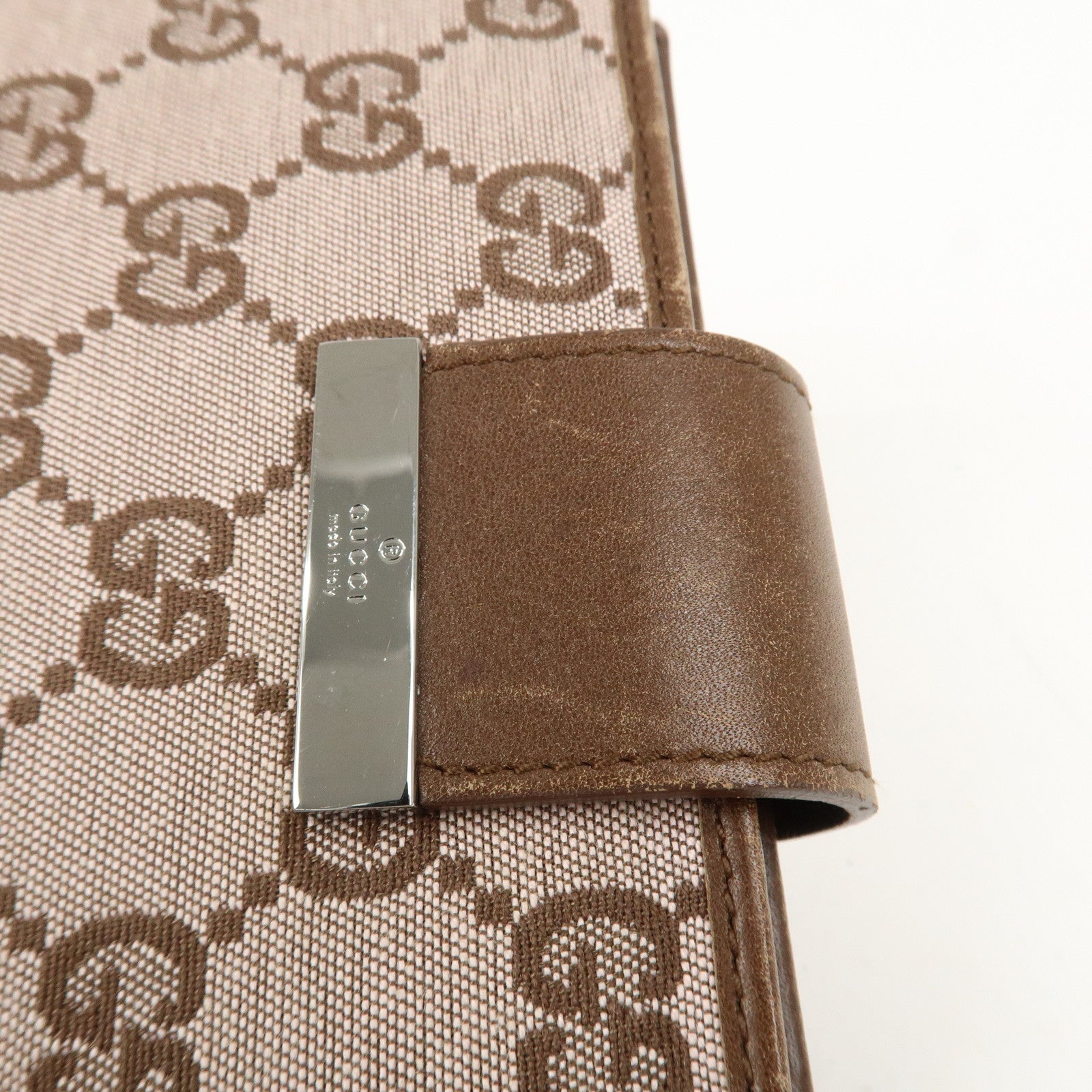 GUCCI GG Canvas Leather Agenda Cover Pink Brown 031.3661.1069