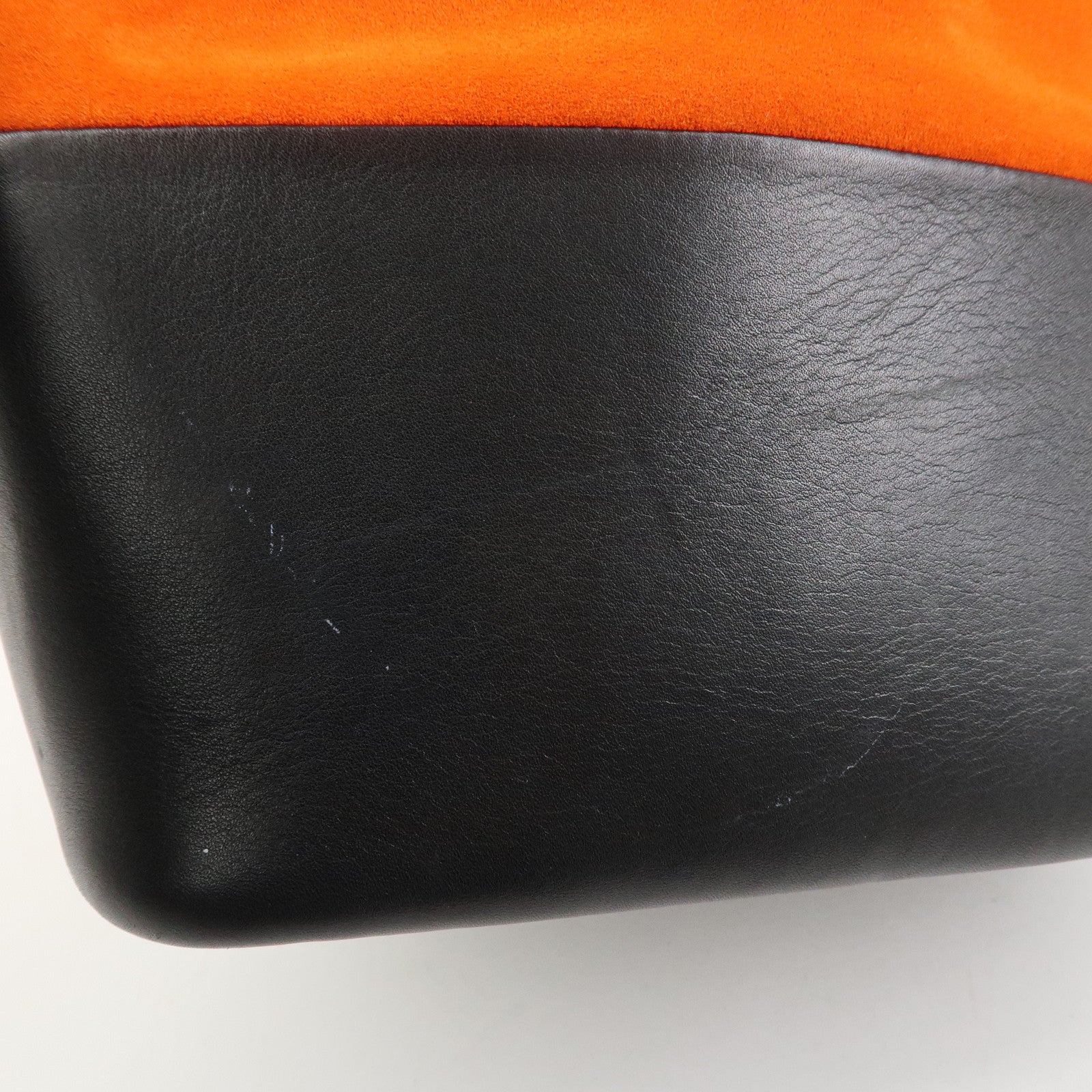 CELINE Suede Calf Leather Shoulder Bag Hand Bag Orange Black