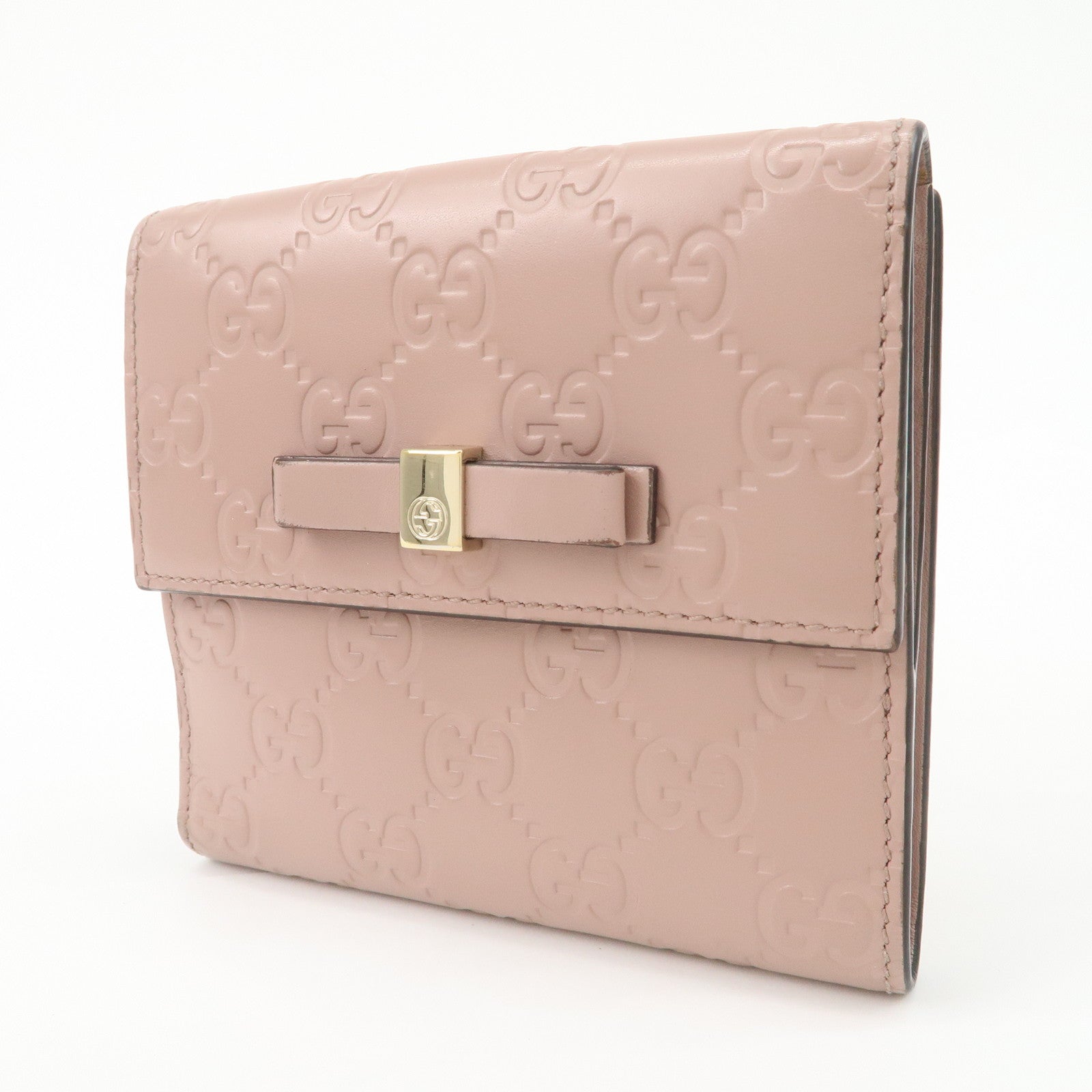 GUCCI Guccissima Leather Bi-Fold Compact Wallet Pink 406925