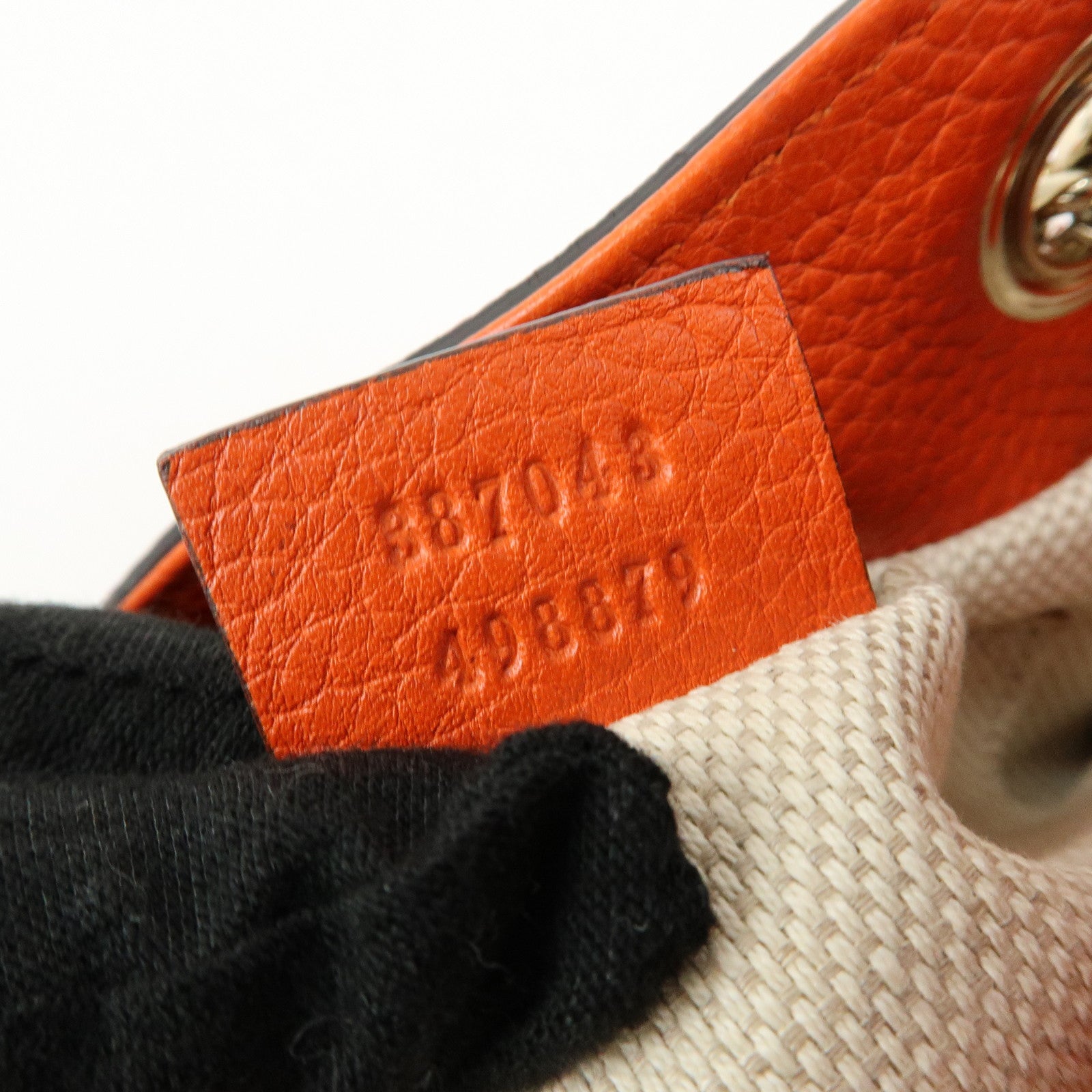 GUCCI SOHO Leather Tassel Chain Shoulder Bag Orange 387043
