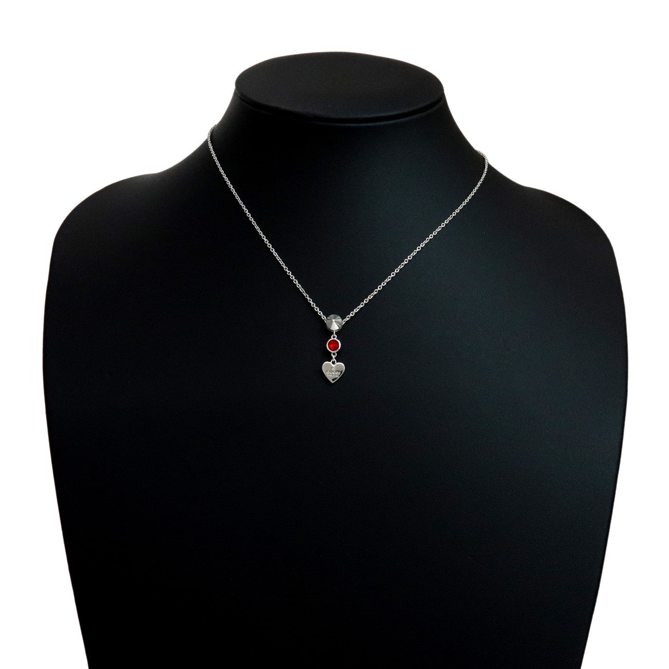 GUCCI Crystal Heart Nacklace SV925 Silver Red 325871