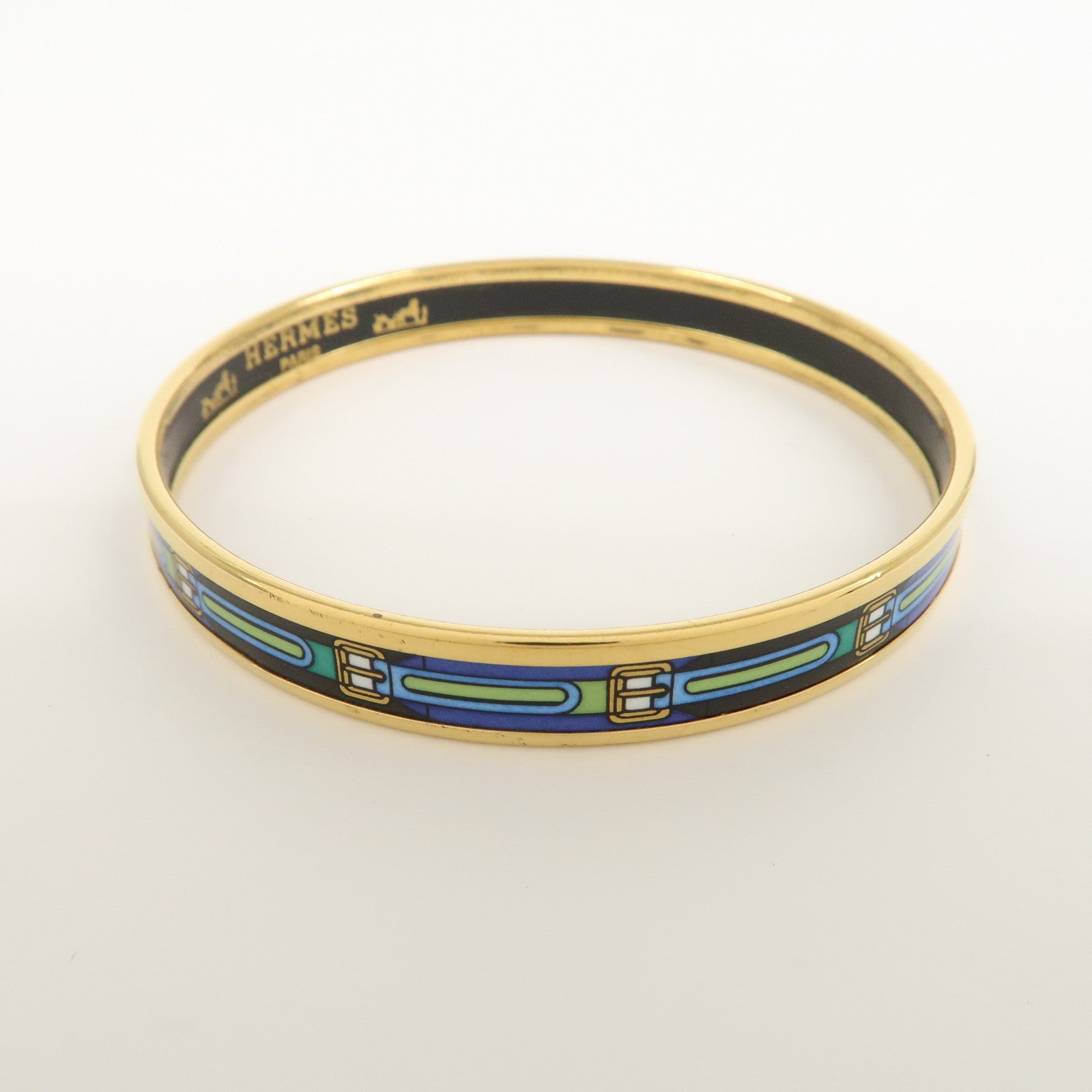 HERMES Email PM Metal Bracelet Bangle Blue