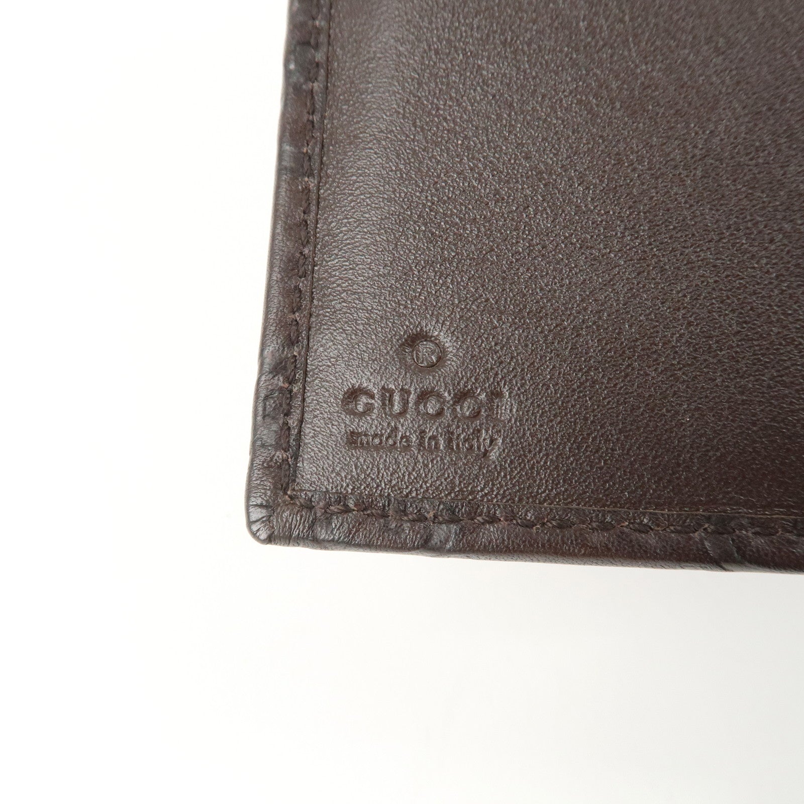 GUCCI Guccissima Leather Metal Bar Bi-fold Long Wallet Brown 244946 Used