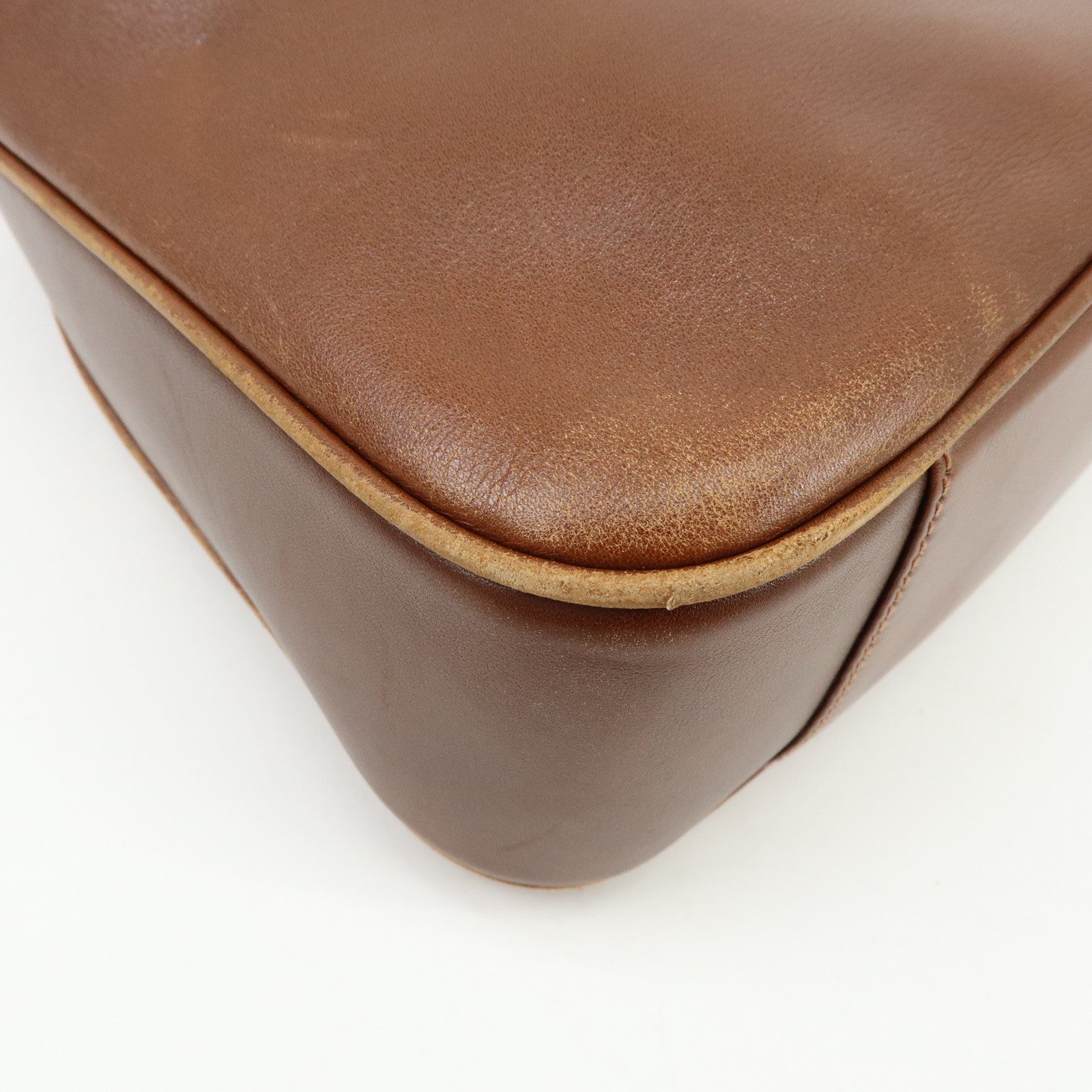 GUCCI Bamboo Leather 2Way Bag Shoulder Bag Brown 001.3444