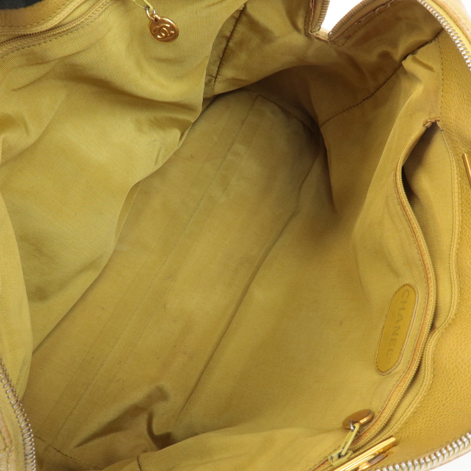 CHANEL COCO Mark Caviarskin Chain Shoulder Bag Yellow