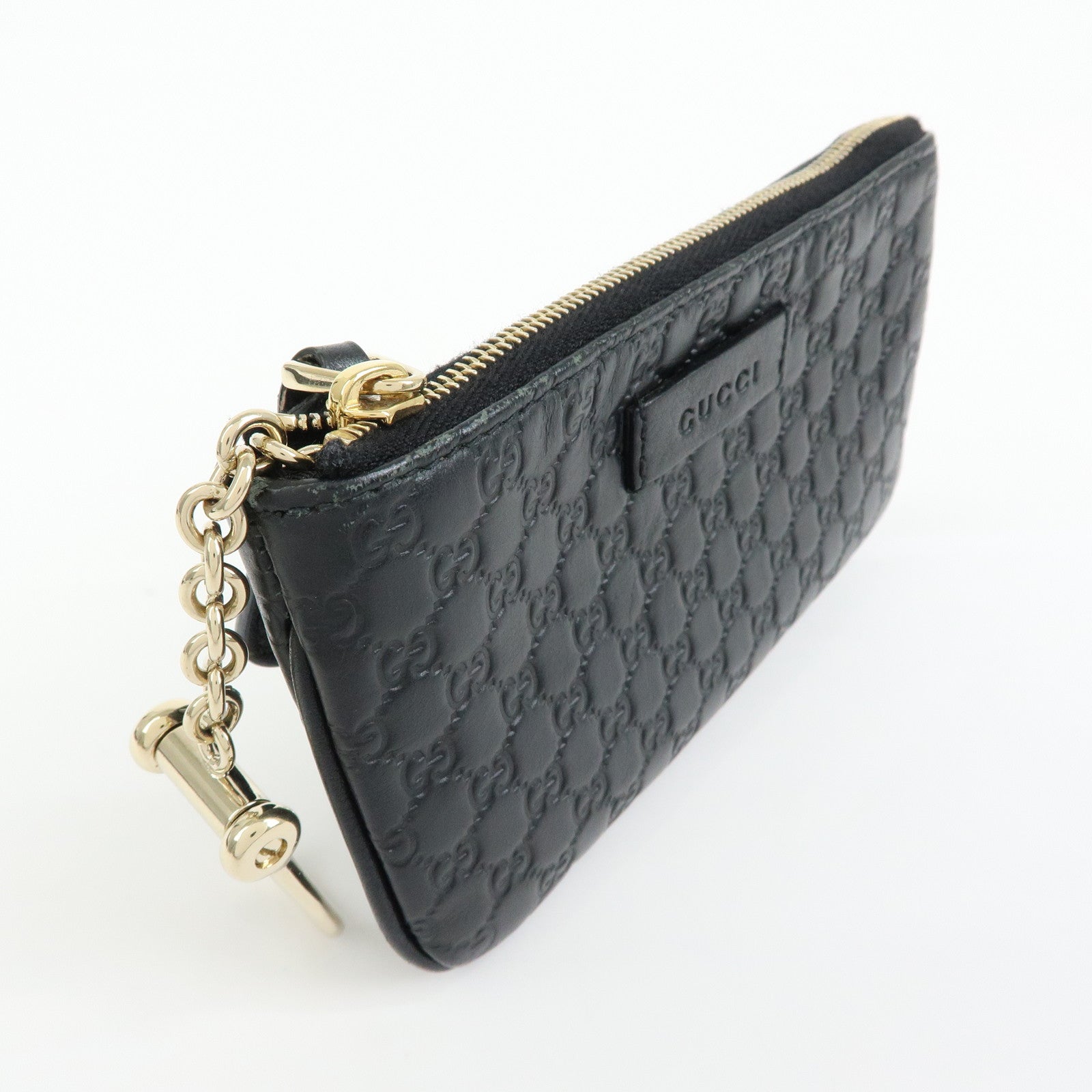 GUCCI Micro Guccissima Leather Coin Case Key Case Black 544248