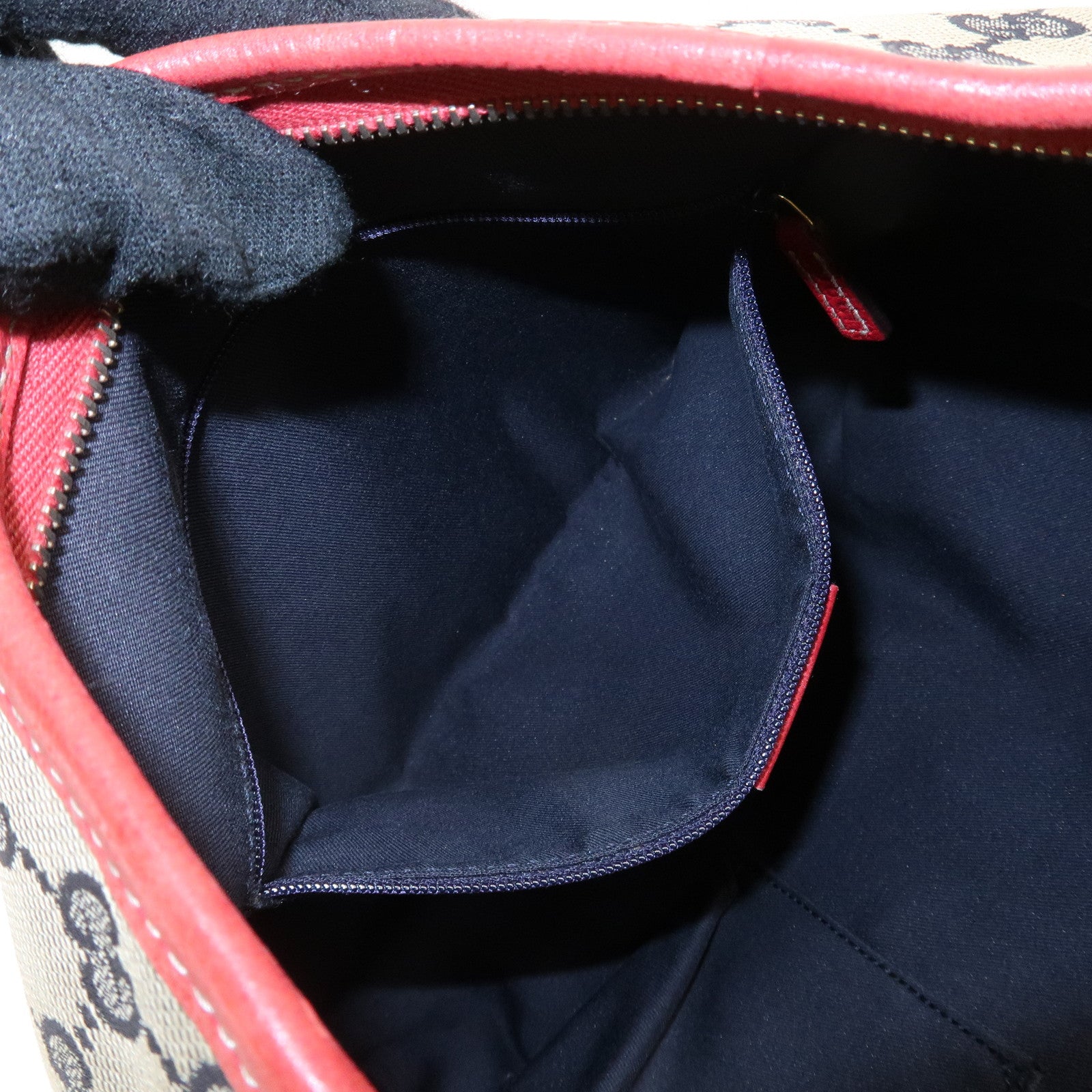 GUCCI Abbey GG Canvas Leather Shoulder Bag Hand Bag Beige Red 130738 Used