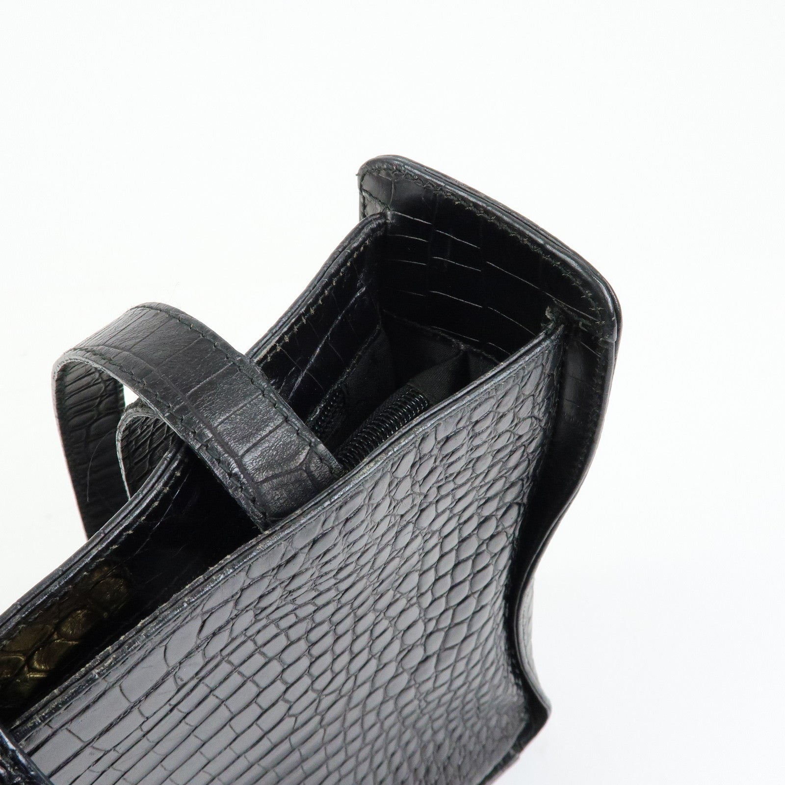 Ferragamo Vara Embossed Leather Tote Bag Shoulder Bag Black