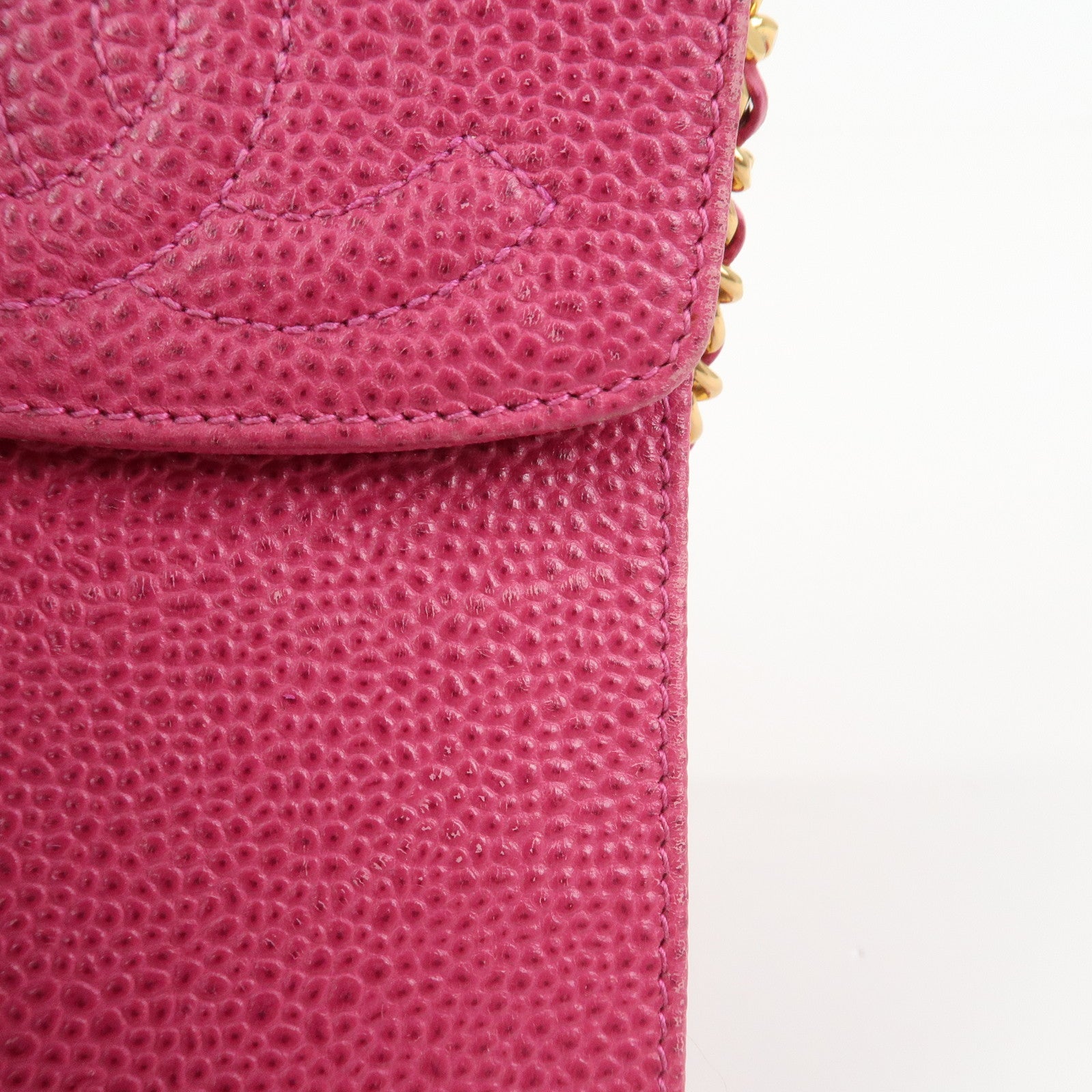 CHANEL COCO Mark Caviarskin Small Shoulder Bag Phone Bag Pink Gold