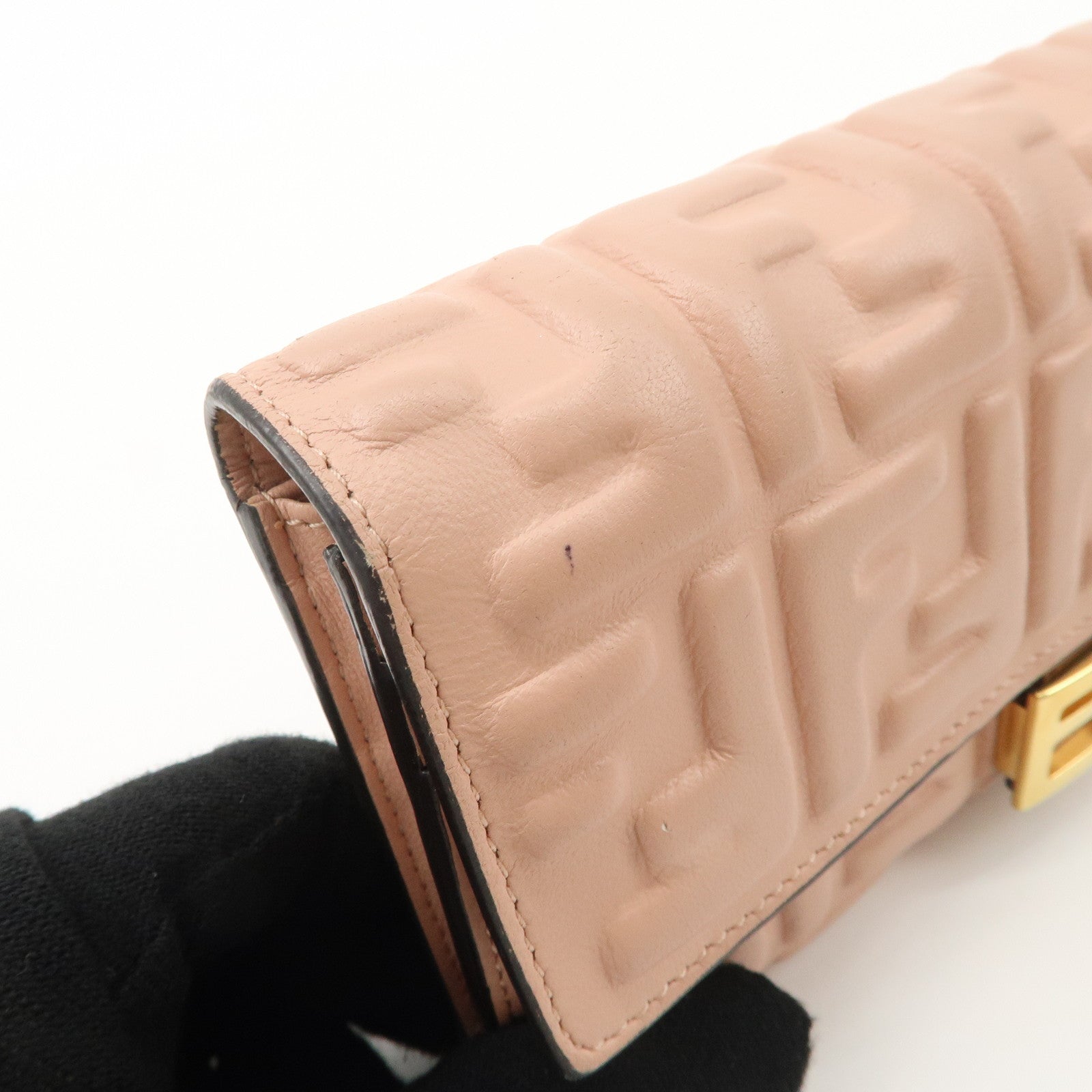 FENDI Zucca Baguette Continental Long Wallet Pink 8M0251 Used