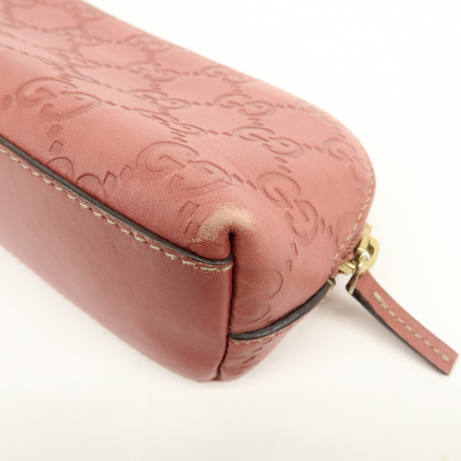 GUCCI Guccissima Leather Cosmetic Pouch Makeup Bag Rose Pink 141811