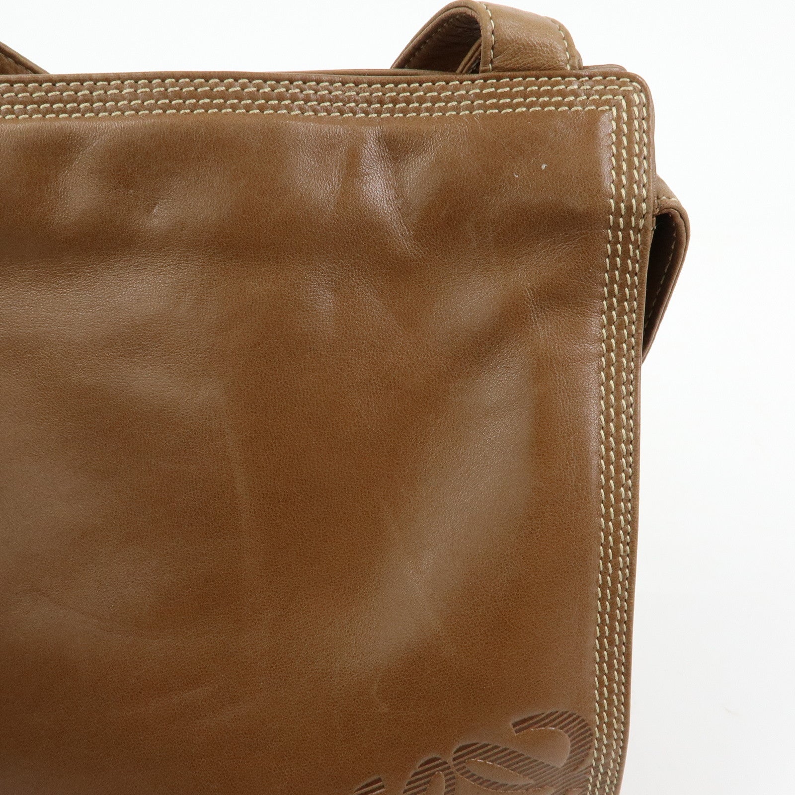 LOEWE Anagram Nappa Leather Shoulder Bag Hand Bag Brown