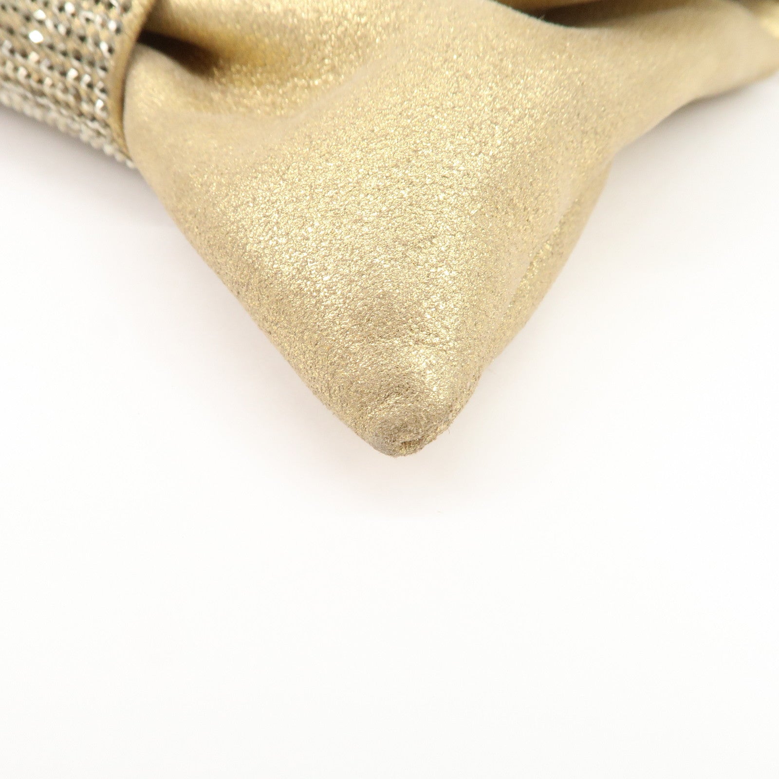 JIMMY CHOO Leather Mini Chain Shoulder Bag Rhine Stone Gold