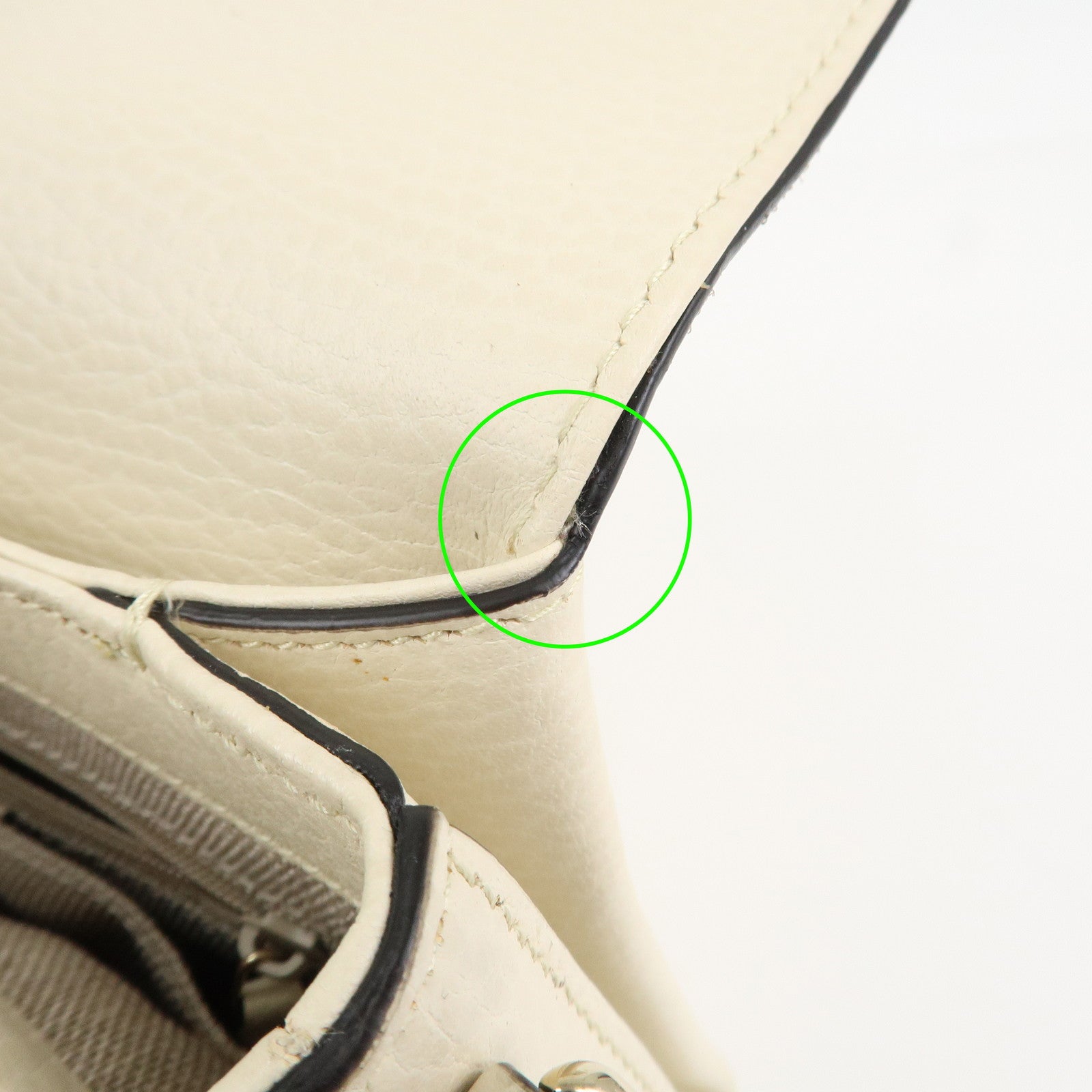 GUCCI Interlocking G Leather Chain Shoulder Bag Ivory Gold 240020 Used